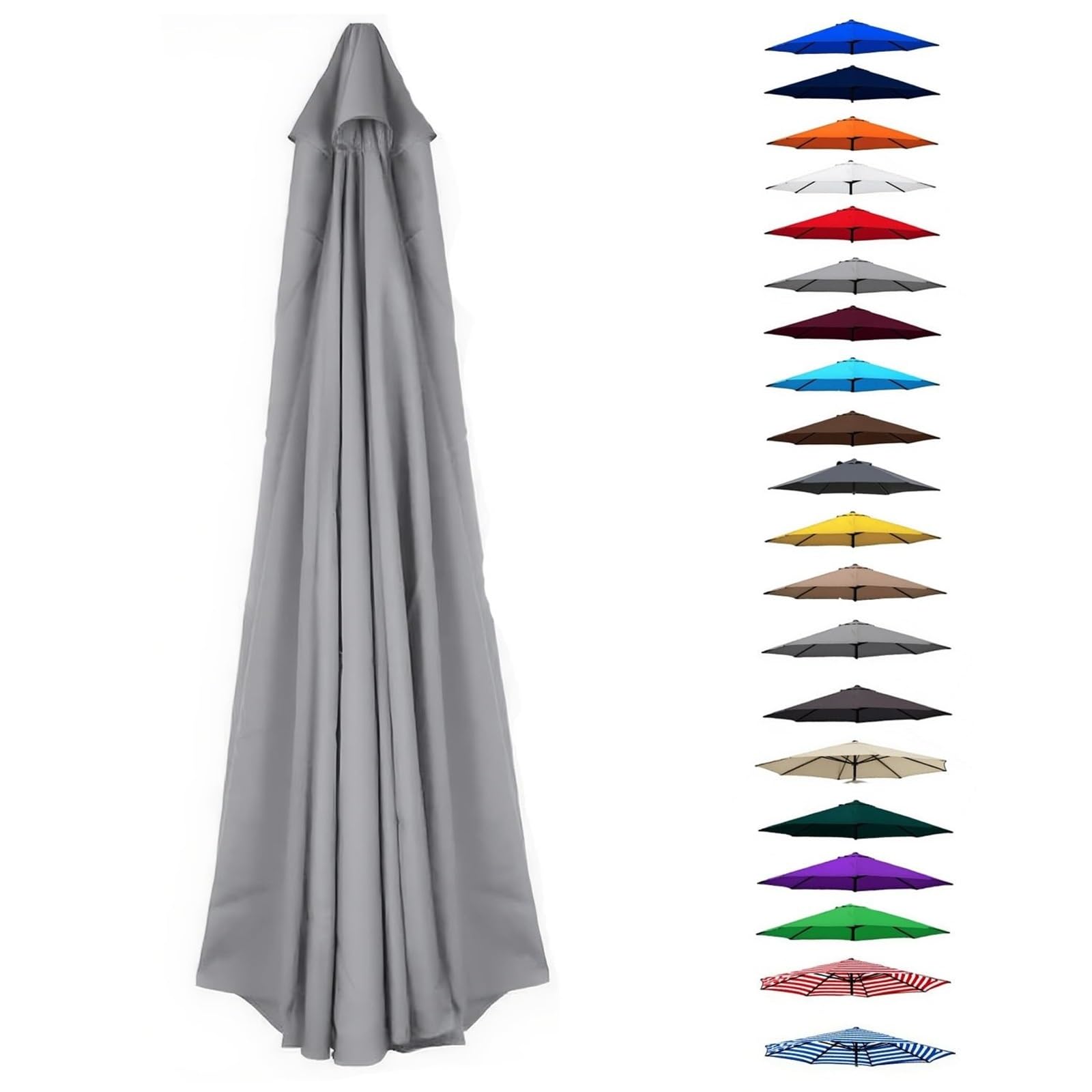 UV30+ Waterproof Garden Parasol Umbrella 2.0-4.0M – Outdoor Sun Shade Canopy For Patio Beach Pool Lawn & Deck – 6/8 Rib Design(Light Gray,(6Rib) 2.8m/9.1ft)