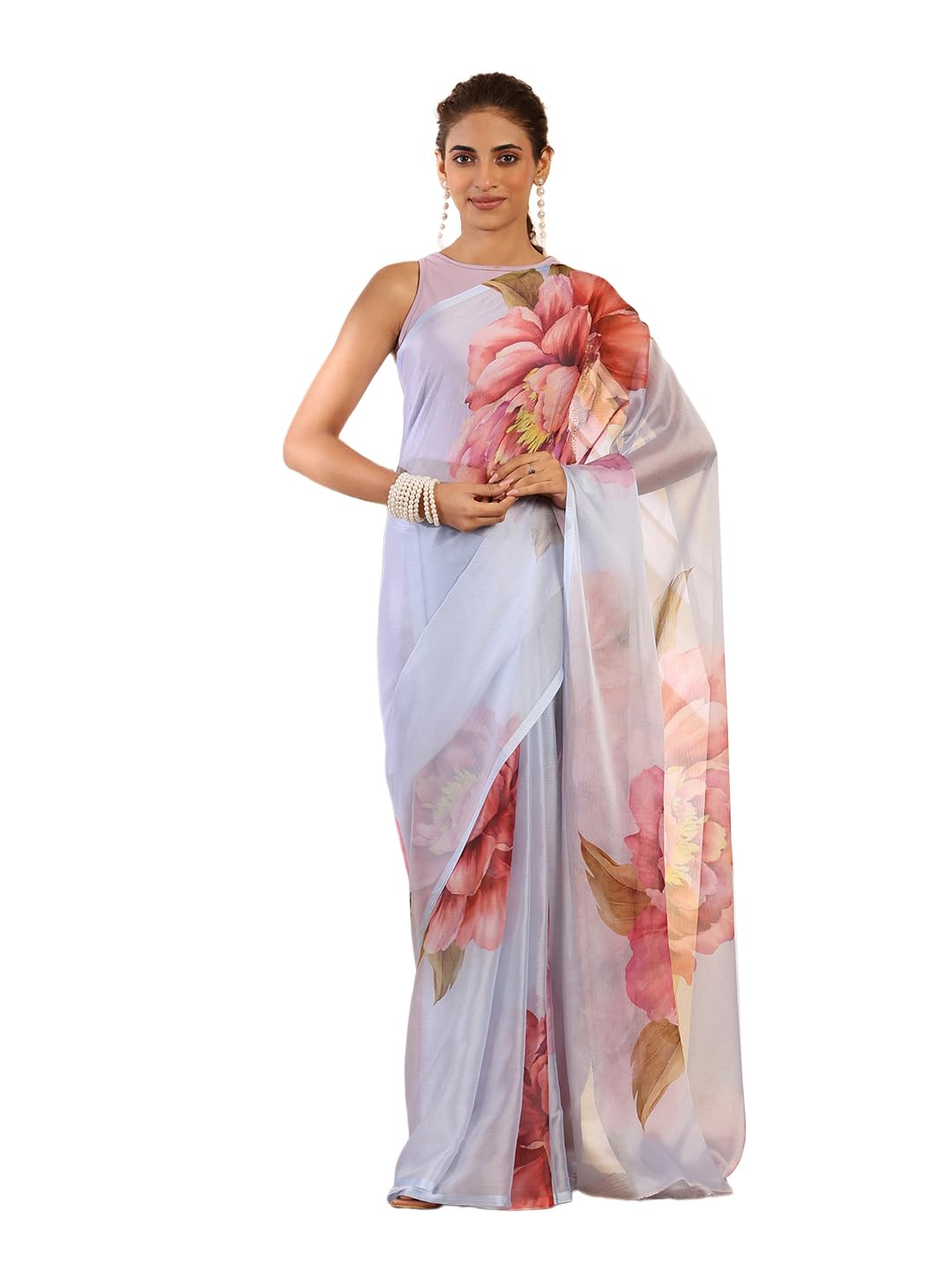 garden vareli Women's Floral Printed Chiffon Bagh Saree with Unstitched Blouse Piece-picture-46