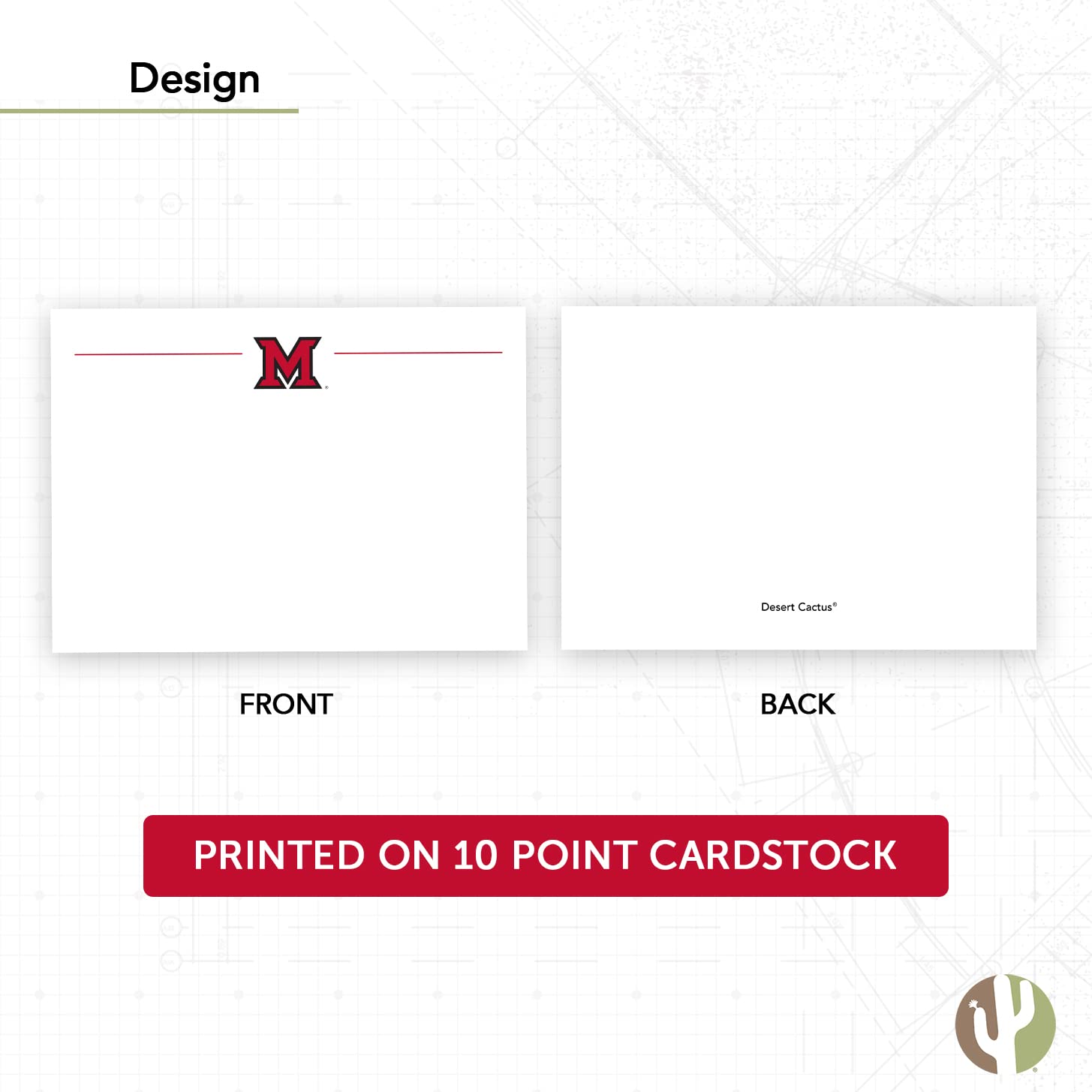 Desert Cactus Miami University (OH) - Paquete de 10 tarjetas de papelería, cartulina, incluye sobres, Memo Party Thank You (tarjeta de notas 1a)