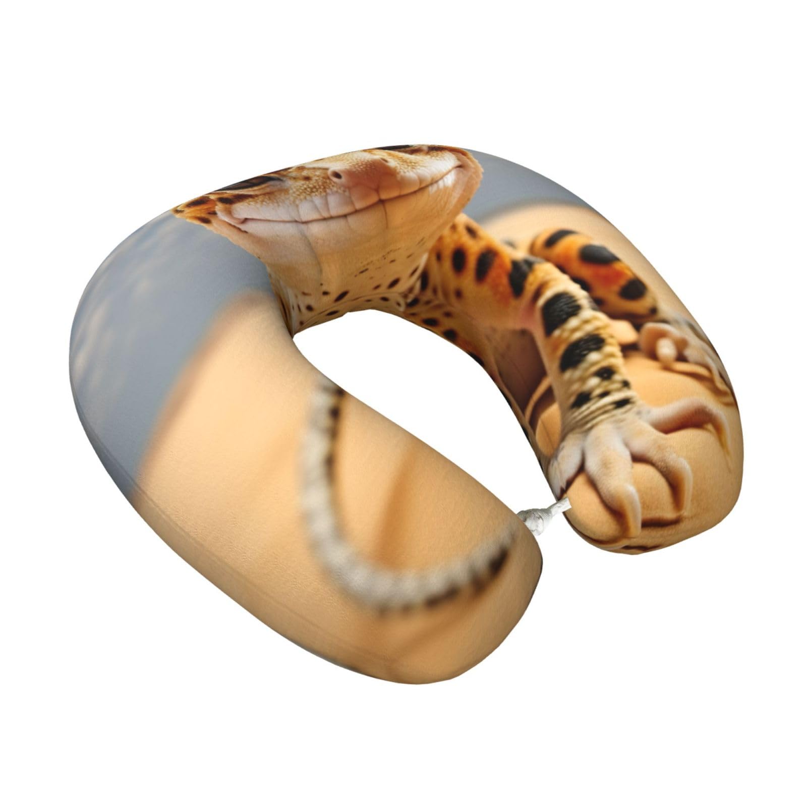 Yyoretp Sand Leopard Gecko Print Travel Pillow Pure Memory Foam Neck Pillows Portable Headrest for Airplane