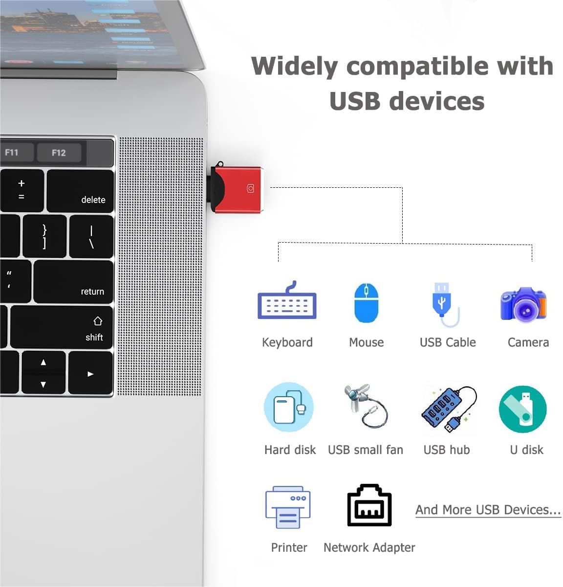 TargetGo USB C Adapter [2 Pack], USB C Male to USB 3.0 Female OTG Adapter 5Gbps High-Speed Data Transfer, for MacBook Pro 2020, iPad Pro 2020, Samsung Notebook 9, Dell XPS(Red)
