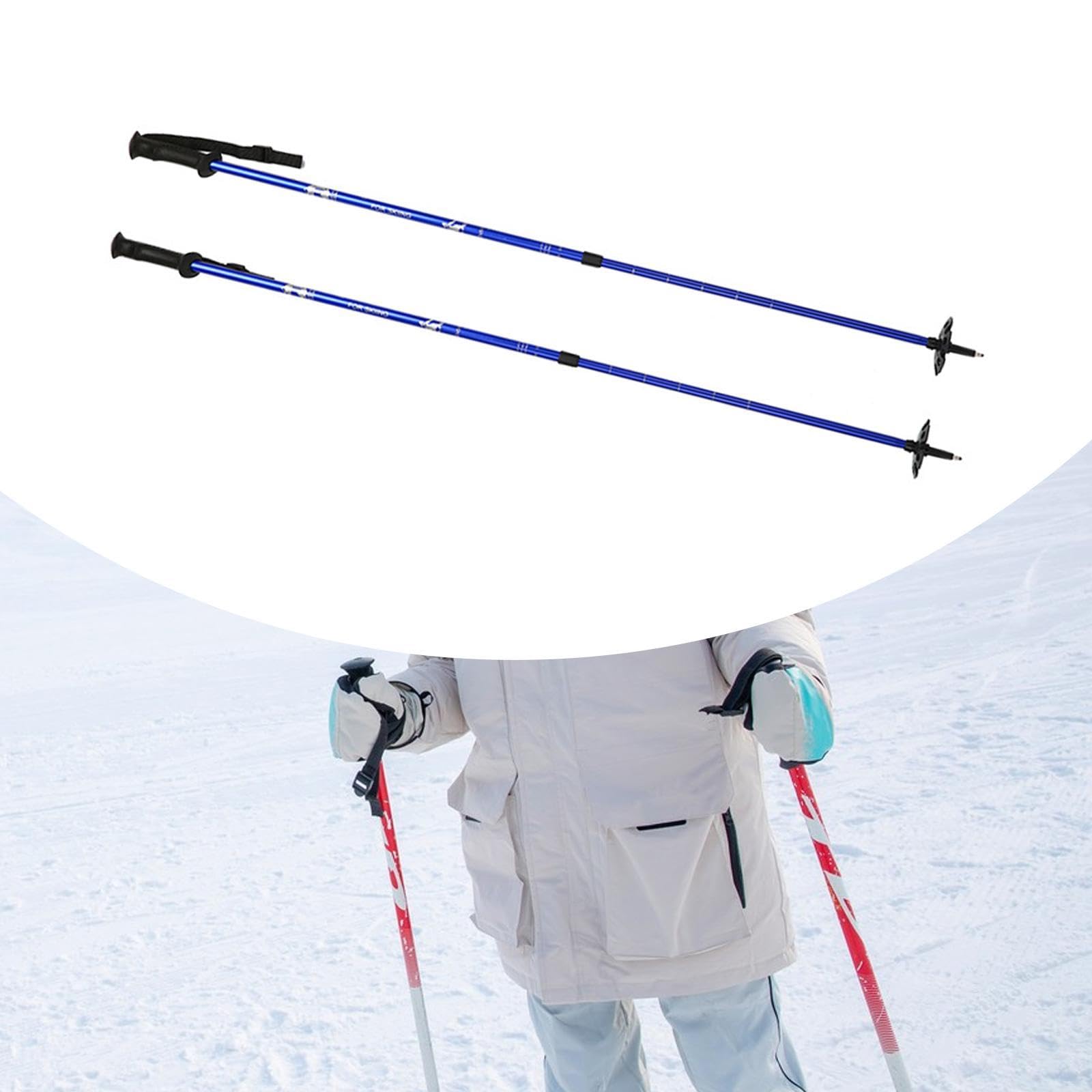 2 Piezas Bastones de Senderismo Telescópicos Palos para Excursión Aleación de Aluminio con Mango Ergonómico Y Cestas para Nieve de Bloqueo