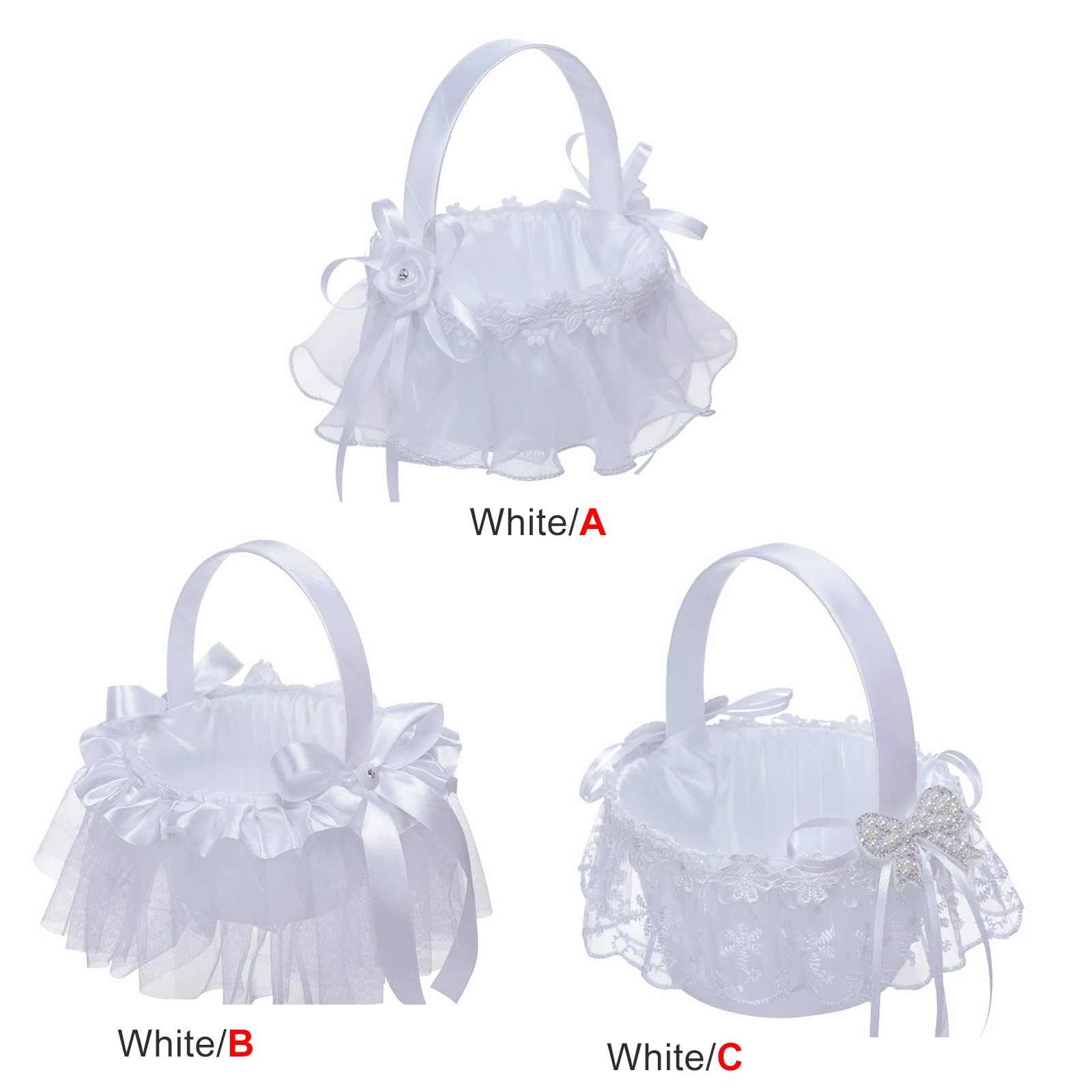 Cestino Fiore Ragazza Sposa In Pizzo - Per Matrimonio, Decorazione Cerimonia - Foto 6