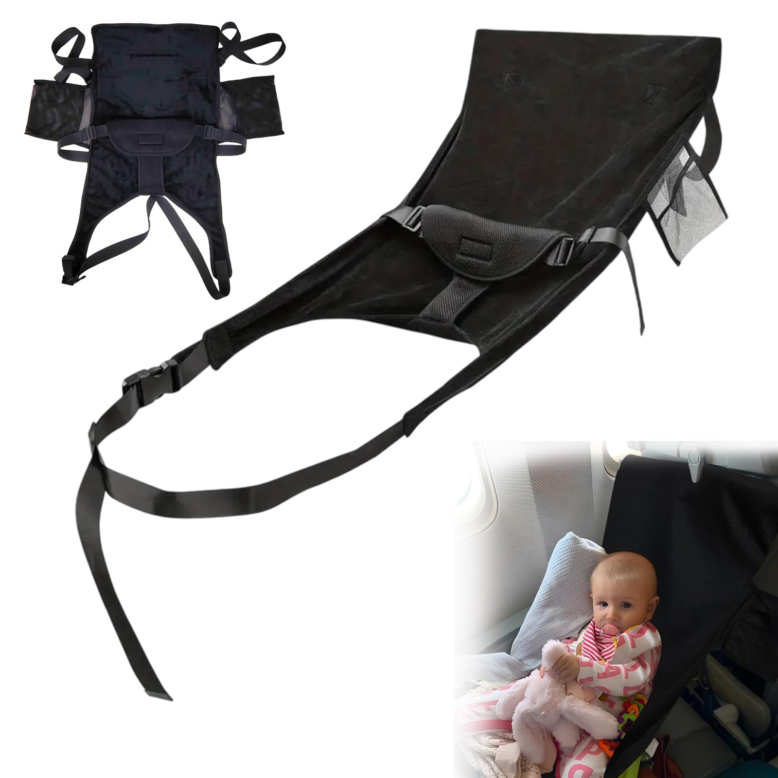 Hamac Avion Bébé,Lit Bébé Voyage Portable Extension de Siège Enfant | Repose-Pieds Ergonomique, Sécurisé, Pour Avion et Voiture