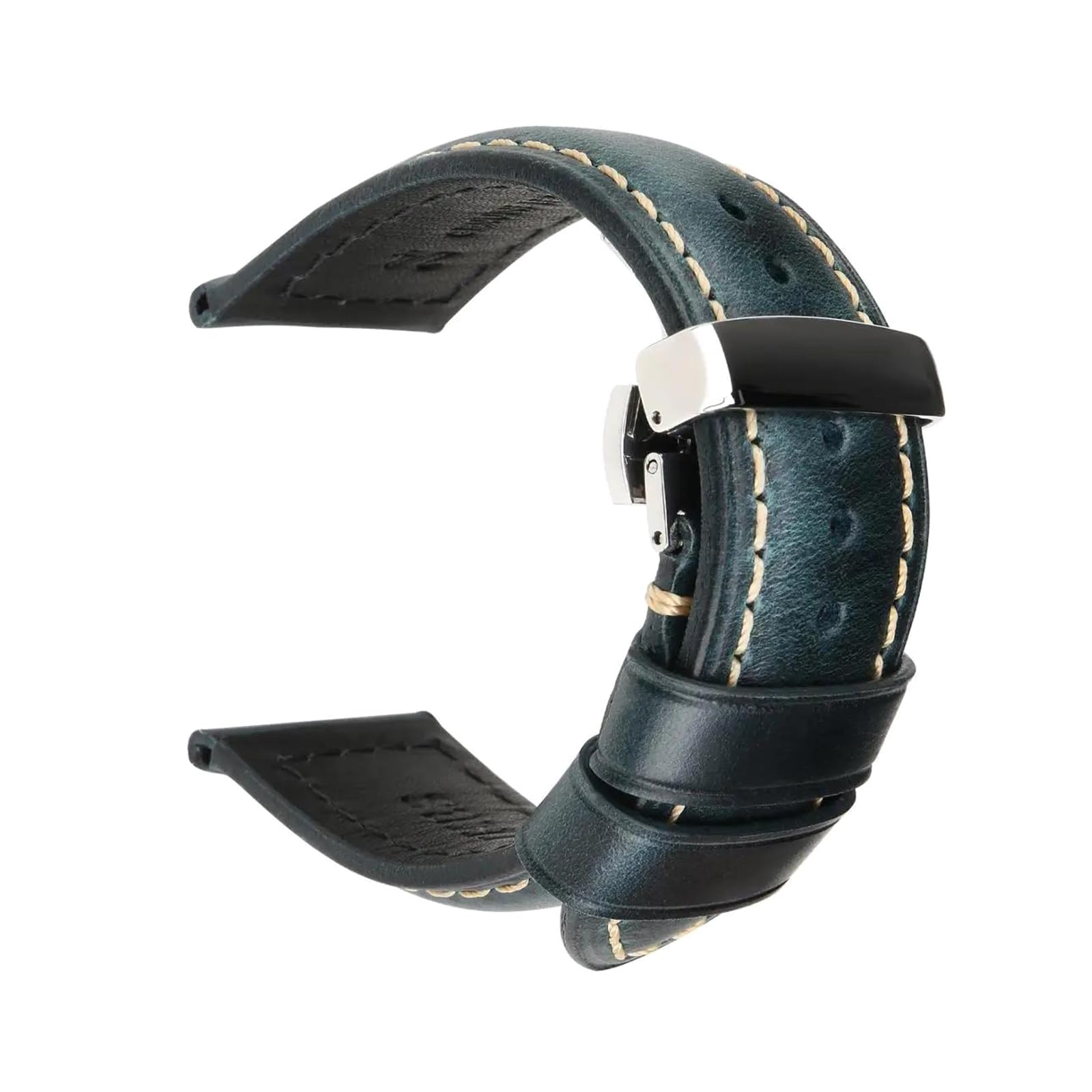 Bracelet en cuir véritable bleu 22 mm pour remplacer une boucle usée