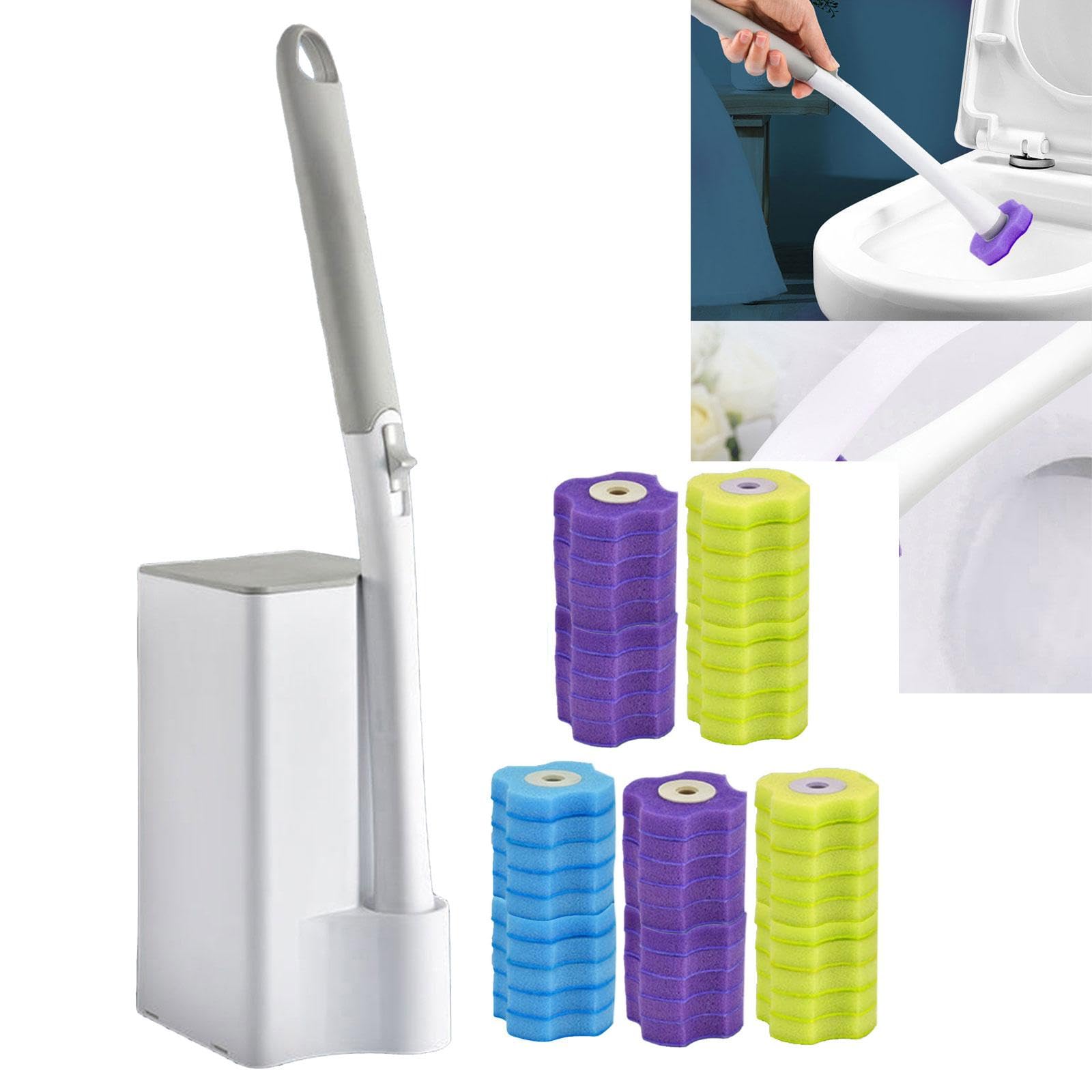 Amagogo WC-Bürsten- und Halter-Set, Reinigungsset für die Toilette mit 50 Ersatzköpfen für Badezimmer