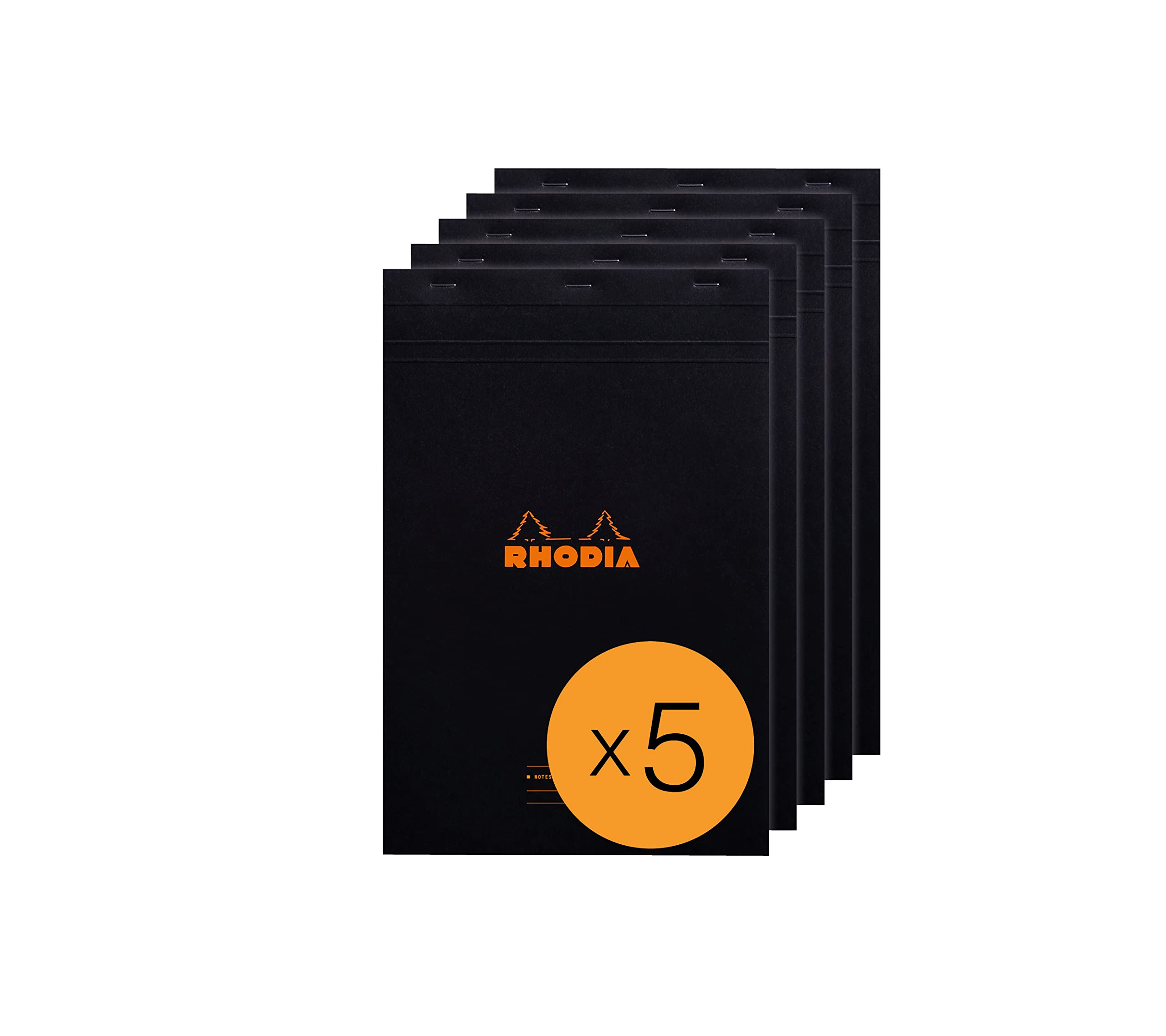 RHODIA 206009C - Geniet Notitieblok N°20 Zwart - A4 21 x 31,8 cm - Gelinieerd - 80 Afscheurbare 4-Gaats geperforeerde Bladen - Clairefontaine Wit Papier 80 g/m² - Gecoate Kartonnen Omslag