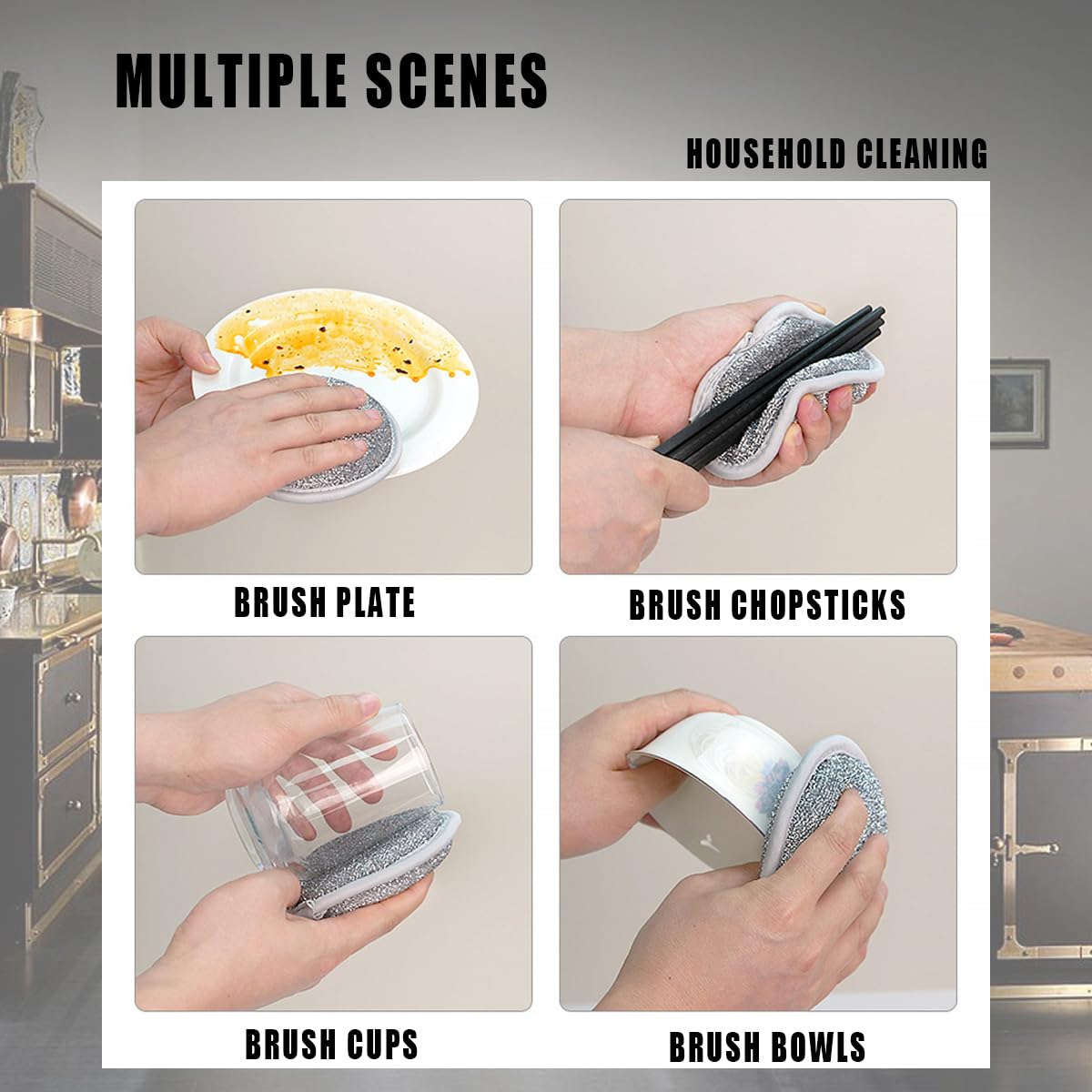 5 trapos multifuncionales de alambre para lavar platos en húmedo y seco, trapos de alambre antiarañazos para lavar platos, trapos reutilizables para cocina, fregaderos, ollas, cuencos, platos