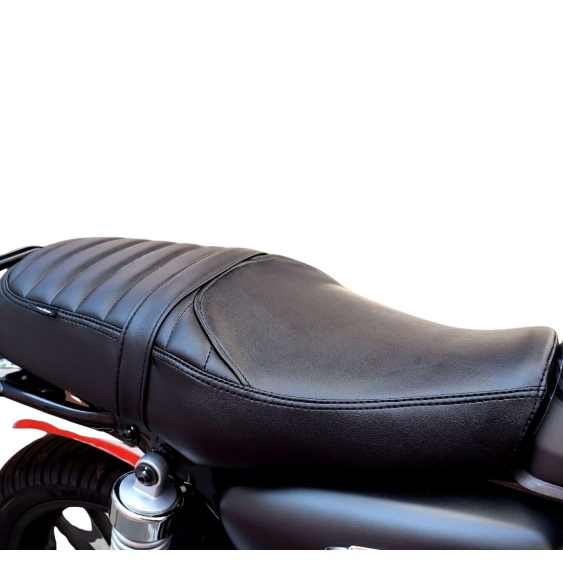 Sahara Seats Compatible with Highness CB350 Half Stripes Leatherette Cushion Seat Cover (Black)-image-15