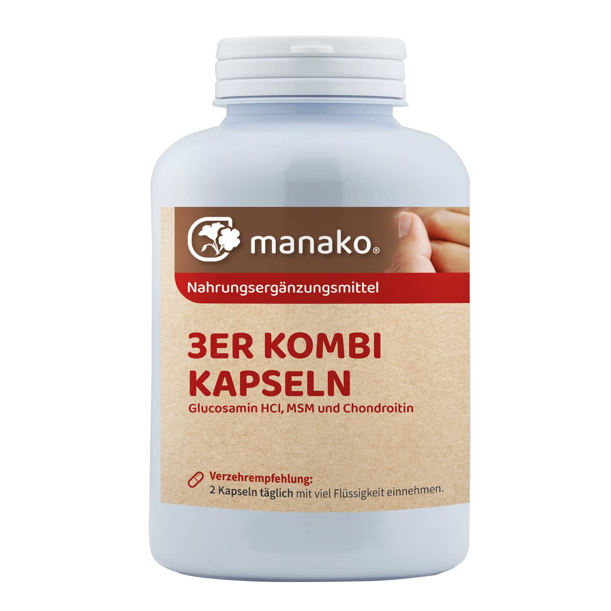 manako 3er KOMBI Kapseln Glucosamin MSM Chondroitin, 300 Stück, Dose 210 g (1 x 300 Kapseln)
