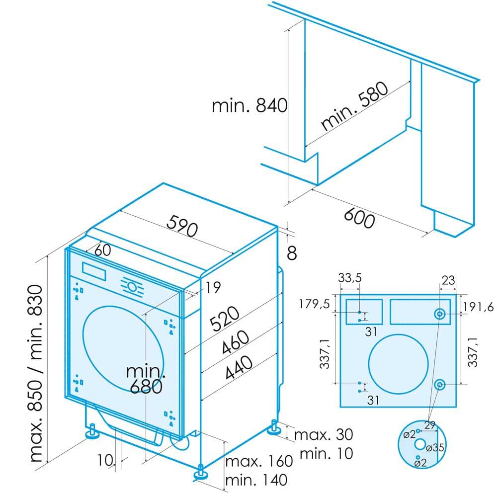 Edesa Lavadora de Integración EWF-9400-I con Carga Frontal, 9 KG, 16 Programas de Lavado, 1400 RPM, LED, Silenciosa, Acabado en Blanco