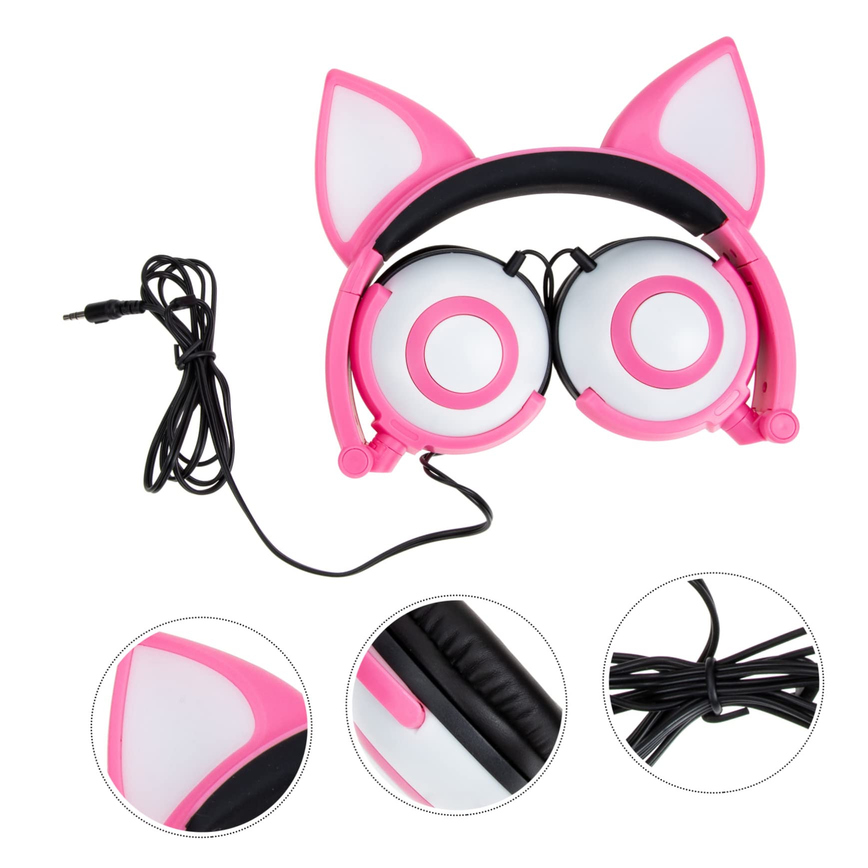 Cuffie per Bambini Orecchie da Gatto Rosa, Pvc, 3,5mm