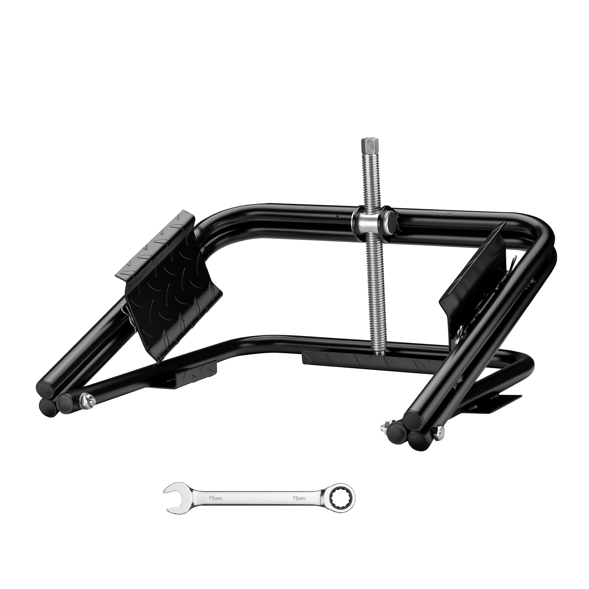 Wiltec Wagenheber für Wohnmobil bis 1360 kg, Nivellierer Wohnwagen 14“-15“ Reifen, robuster Ausgleichskeil Stahl, Auffahrkeil inkl. Schraubenschlüssel