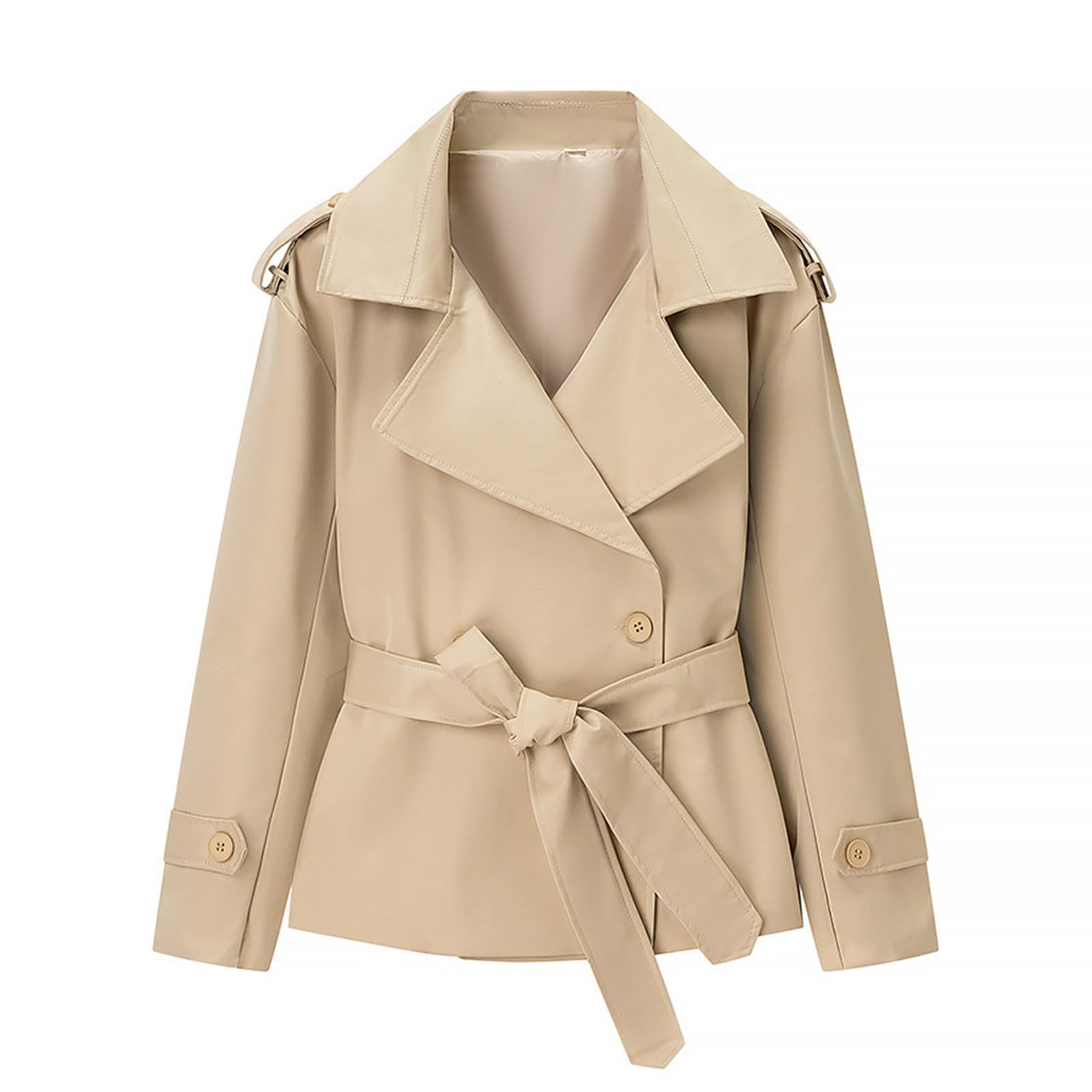 Generisch Giacca corta casual con cintura da indossare tutti i giorni, capispalla elegante e versatile per diverse occasioni. Perfetto per strati.Vestibilità comoda.