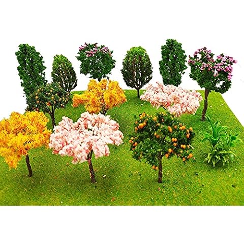 MOMOONNON 16 Pcs Miniature Fairy Garden Tree Plant Ornamentm, Mixed Model Trees 1-3 Inches, Miniature Dollhouse Pots Decor Moss Bonsai Micro Landscape DIY Craft Garden Ornament Cover
