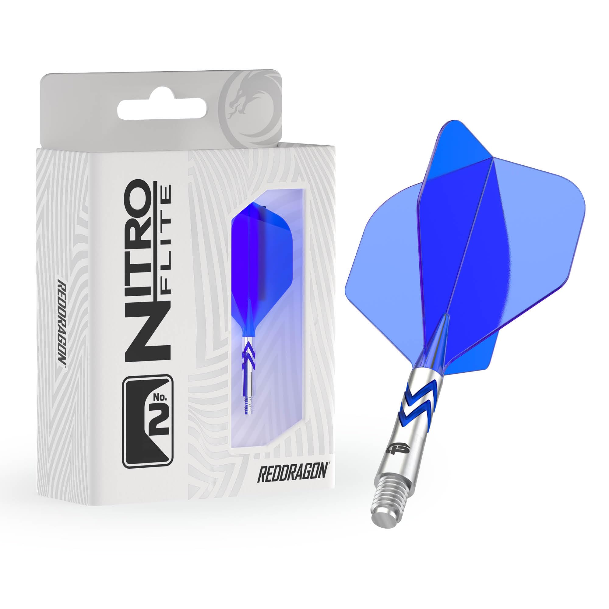 RED DRAGON Darts – Nitro Flite Integrated Flight & Shaft System | Gerwyn Price 'Iceman' | No.2 Shape and Design – Black & Silver, Intermediate Length
