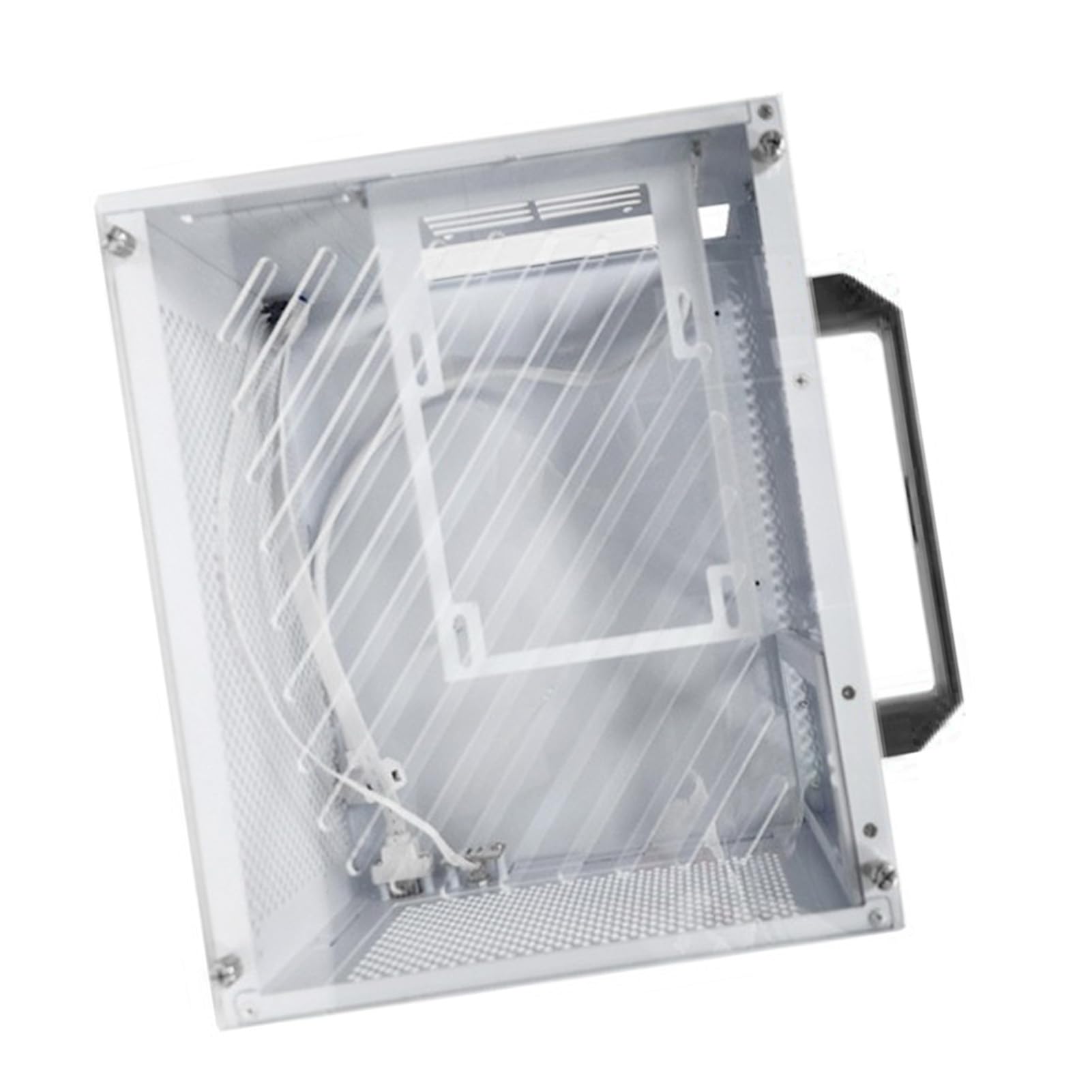 Generic Generic Kompaktowa, Trwała Obudowa Komputera ITX z Długim Procesorem Graficznym 280 Mm, Wolna przestrzeń Montażowa do Gier i Pracy, Panel Akrylowy, Idealna do Płyty Głównej MATX ITX, Czarna