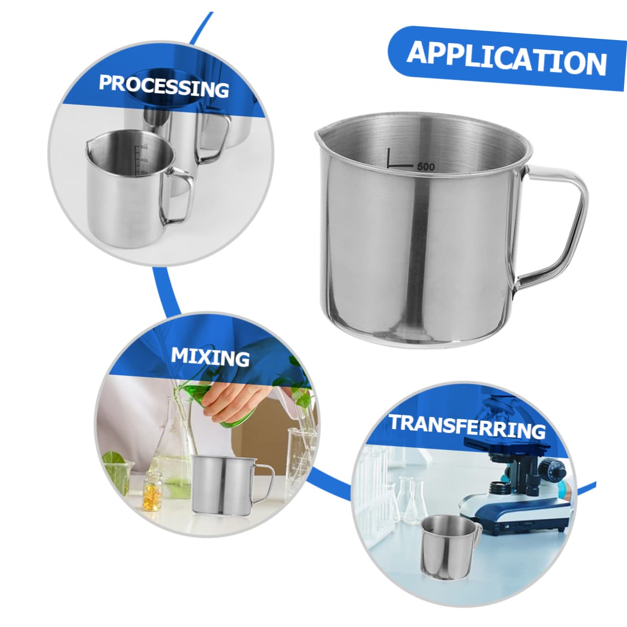 IMIKEYA 3 Pièces Bécher De Laboratoire Tasse à Mesurer En Métal Tasse D'échelle Béchers Gobelets En Verre Pot à Expresso Pichet Verseur Acier Inoxydable Tasse De Mélange Café