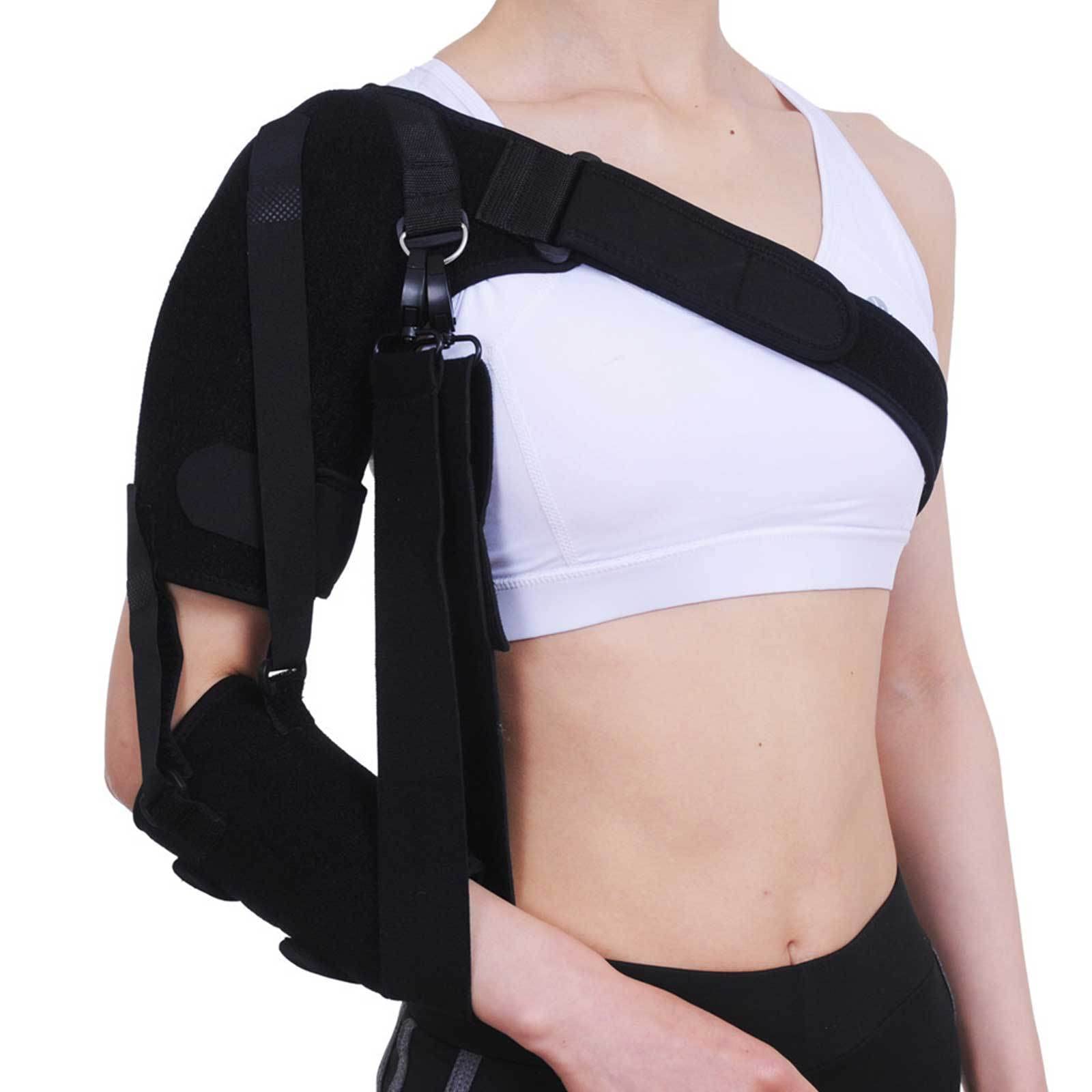 AADECOR Armschlinge Schulterstütze für Männer und Frauen - Verstellbare, leichte Armschlingen mit Wegfahrsperre für Schulterverletzungen, Frakturen und Luxationen - Schwarz,RightShoulder