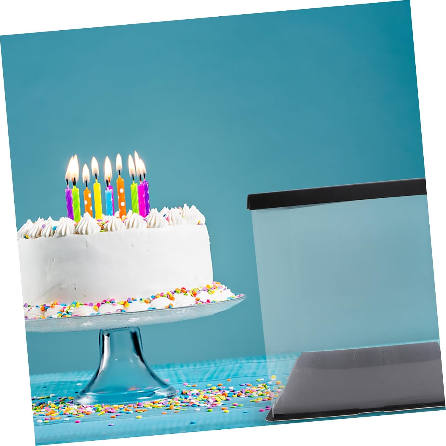 DOITOOL 1set Transparent Cake Storage Box Black Three Cake Carrier for Birthdays Holidays and Special Occasions Simple Design Ribbon Closure for Secure Packing