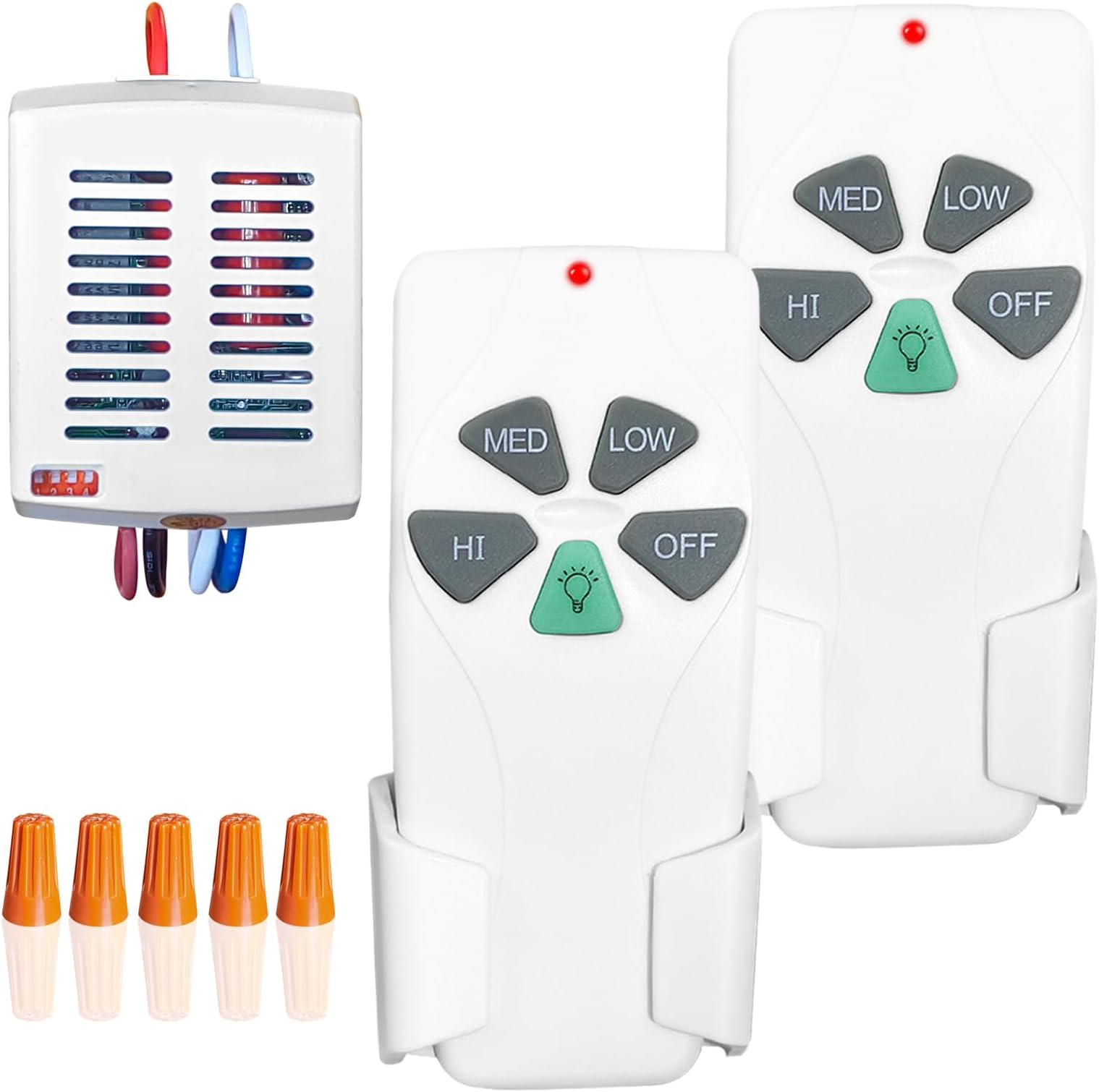 Ceiling Fan Remote Control Kit, 1 Small Size Receiver & 2 Remotes