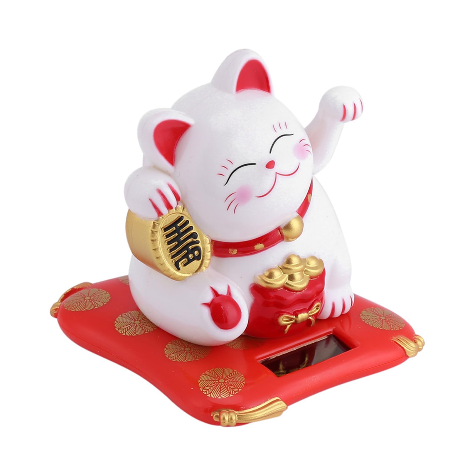 Solar Powered Waving Lucky Cat for Home Display Wealth Welcoming Cats Decor Premium Plastic Smiling Eyes Cute Cat Appearance Design with Solar IC Receiver Great New Business