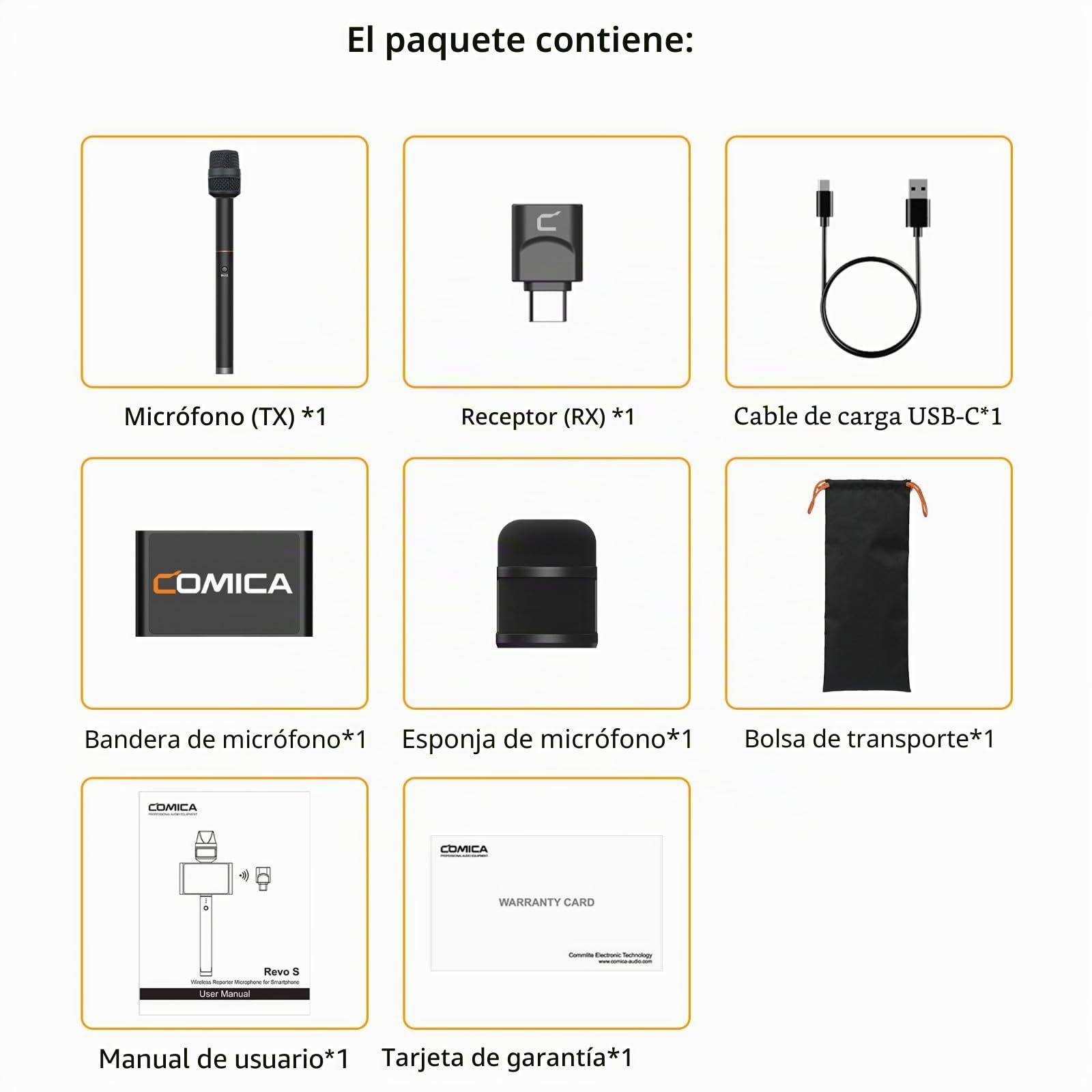 COMICA Revo S Micrófono Inalámbrico para Reporteros Compatible con Windows y Mac OS, Compatible con Reducción de Ruido con una Sola tecla y Cápsula de Micrófono de Condensador de 14 mm para Teléfonos