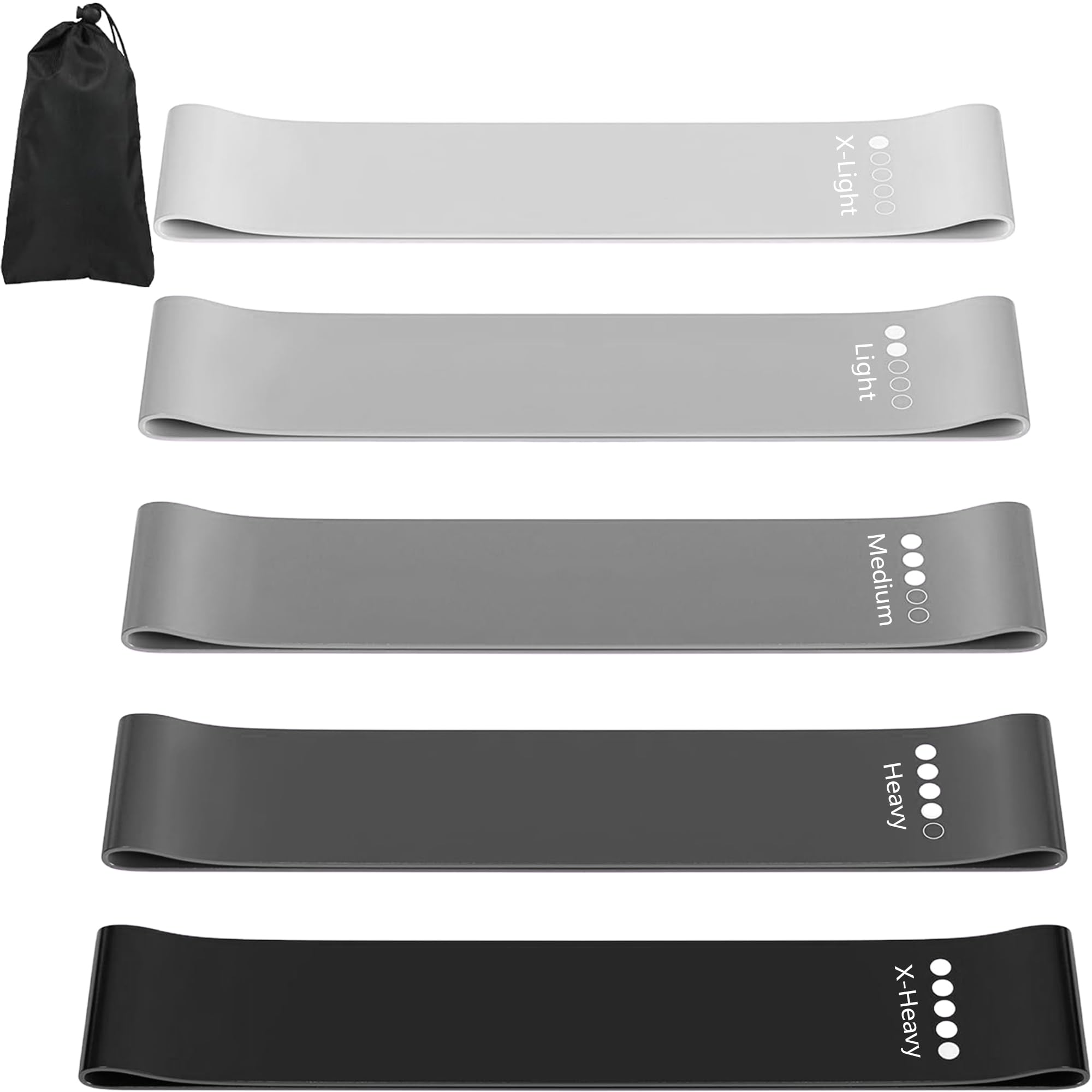 Resistance Band, Weerstandsbanden Set Van 5, Resistance Band Set Met Oefeninstructies En Draagtas, Gymnastiekband Voor Yoga, Krachttraining, Pilates, Fitness, thuis trainen, stretchen