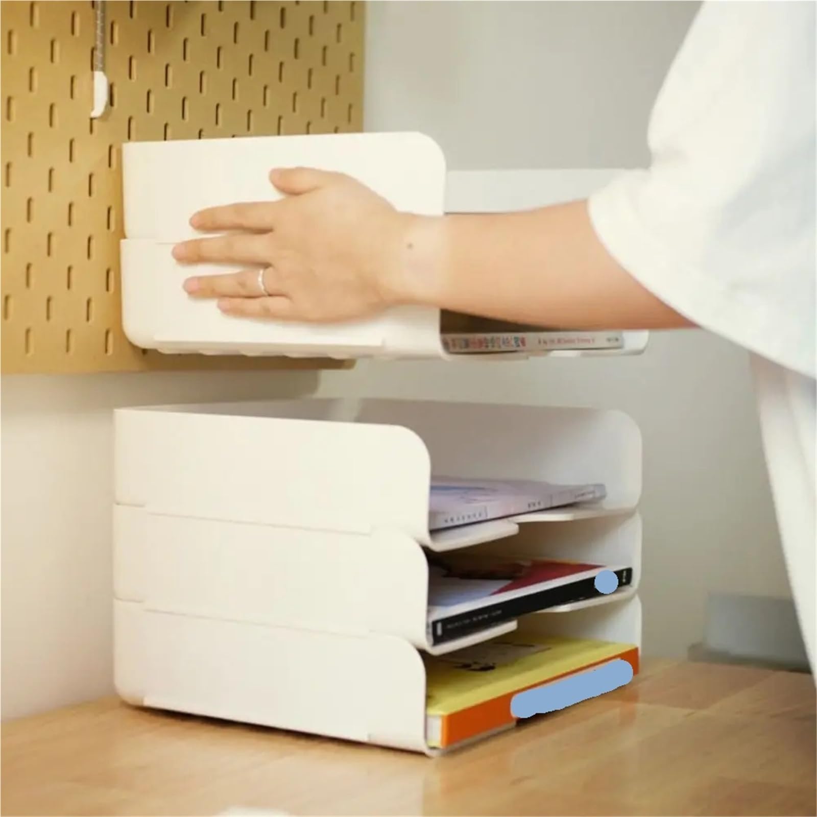 Bandeja para Cartas Organizador de Escritorio apilable, Soporte Bandeja Papel for Oficina, Archivos, Cartas, Libros, Documentos, Estante Almacenamiento cosméticos, 2 uds