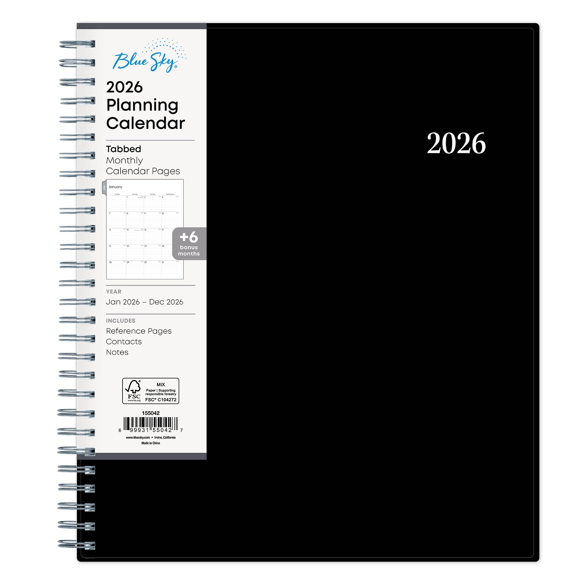 Blue Sky 2026 Monthly Planner Calendar January 2026 - December 2026 8 x 10 Monthly Layout Flexible Cover