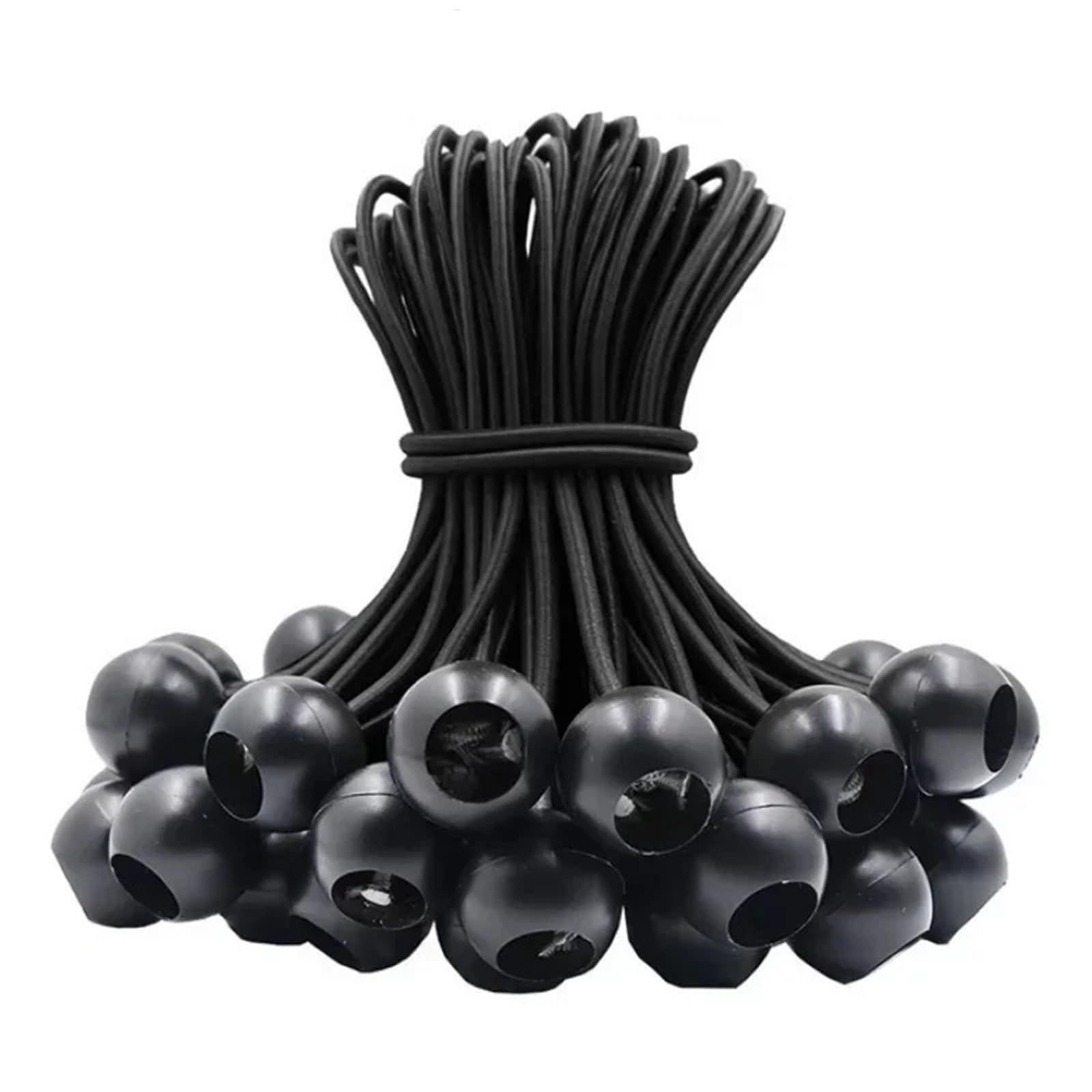 Ball Bungee Cord 60Pcs Bungee Cord Ball Tarp Canvas Tarpaulin Flagpole Ties Cord Ends Elastic Rope Fixed(Black)