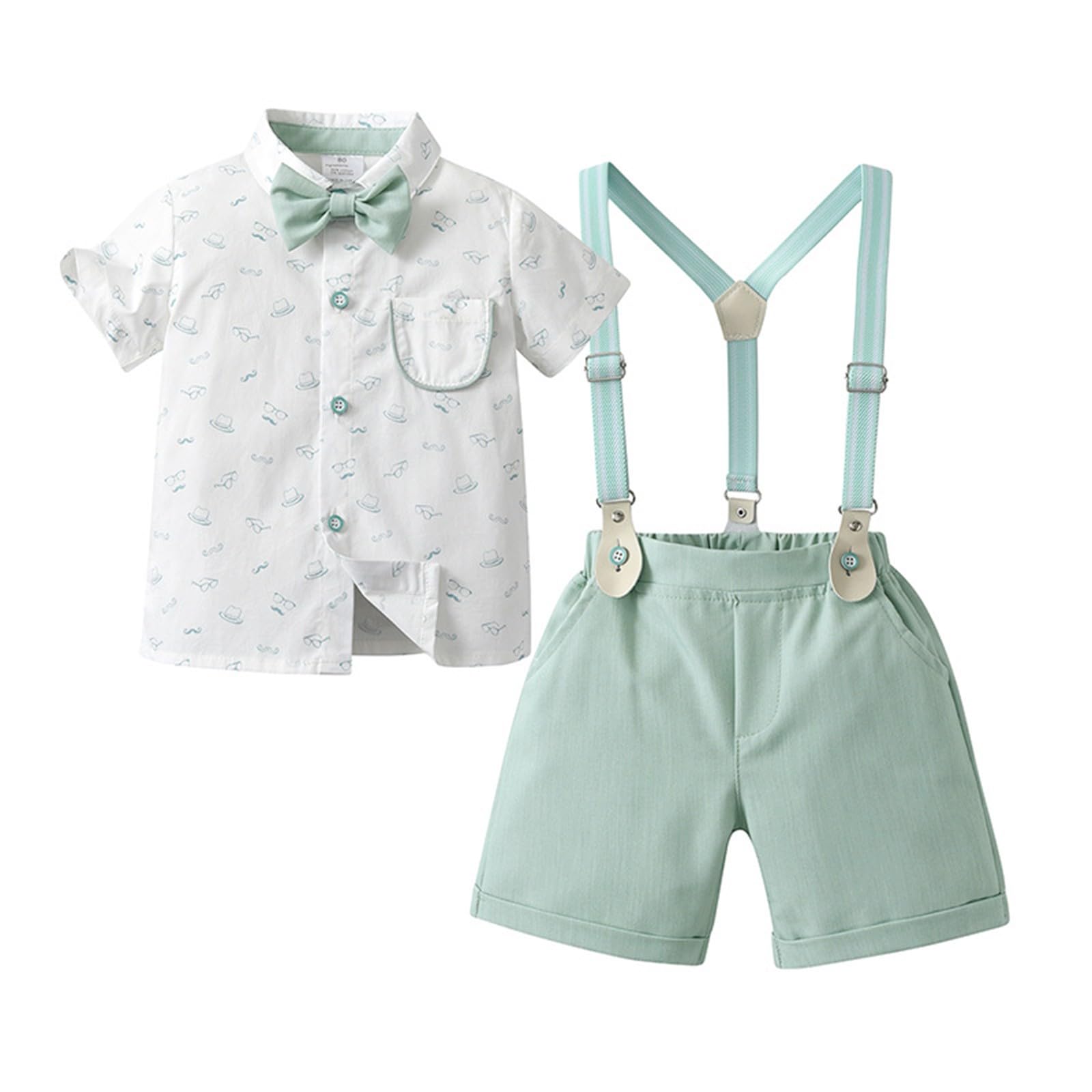 Volunboy Bimbo Completini e Coordinati Gentiluomo, Fiocco Camicia e Bretelle Pantalocini 4 Pezzi Ragazzi per Matrimoni Compleanni
