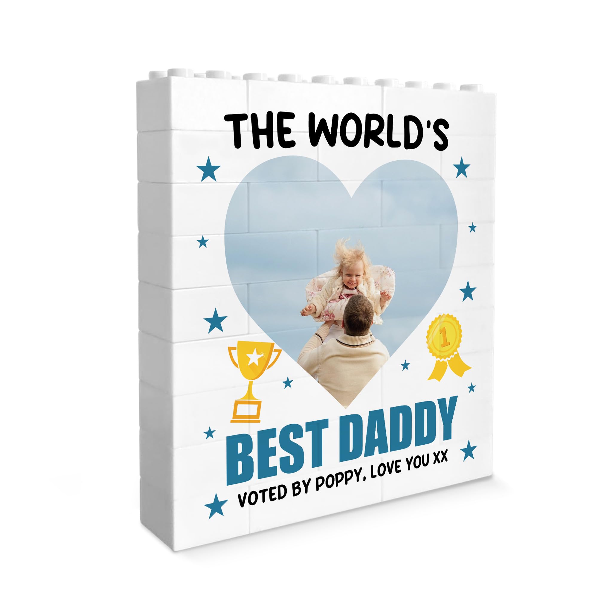 Red Ocean Personalised Gift For Dad For Fathers Day, Best Daddy Gift, Brick Photo Block, Birthday Daddy, Building Block, Puzzle, Him, From Daughter Son