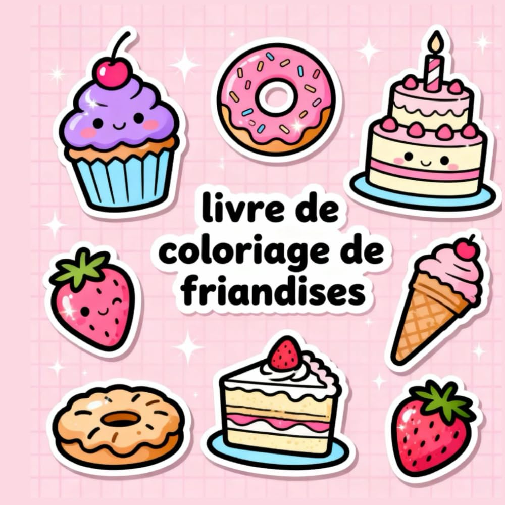 Livre de coloriage de friandises: Desserts mignons, dessins simples et pages relaxantes pour enfants, adolescents et débutants