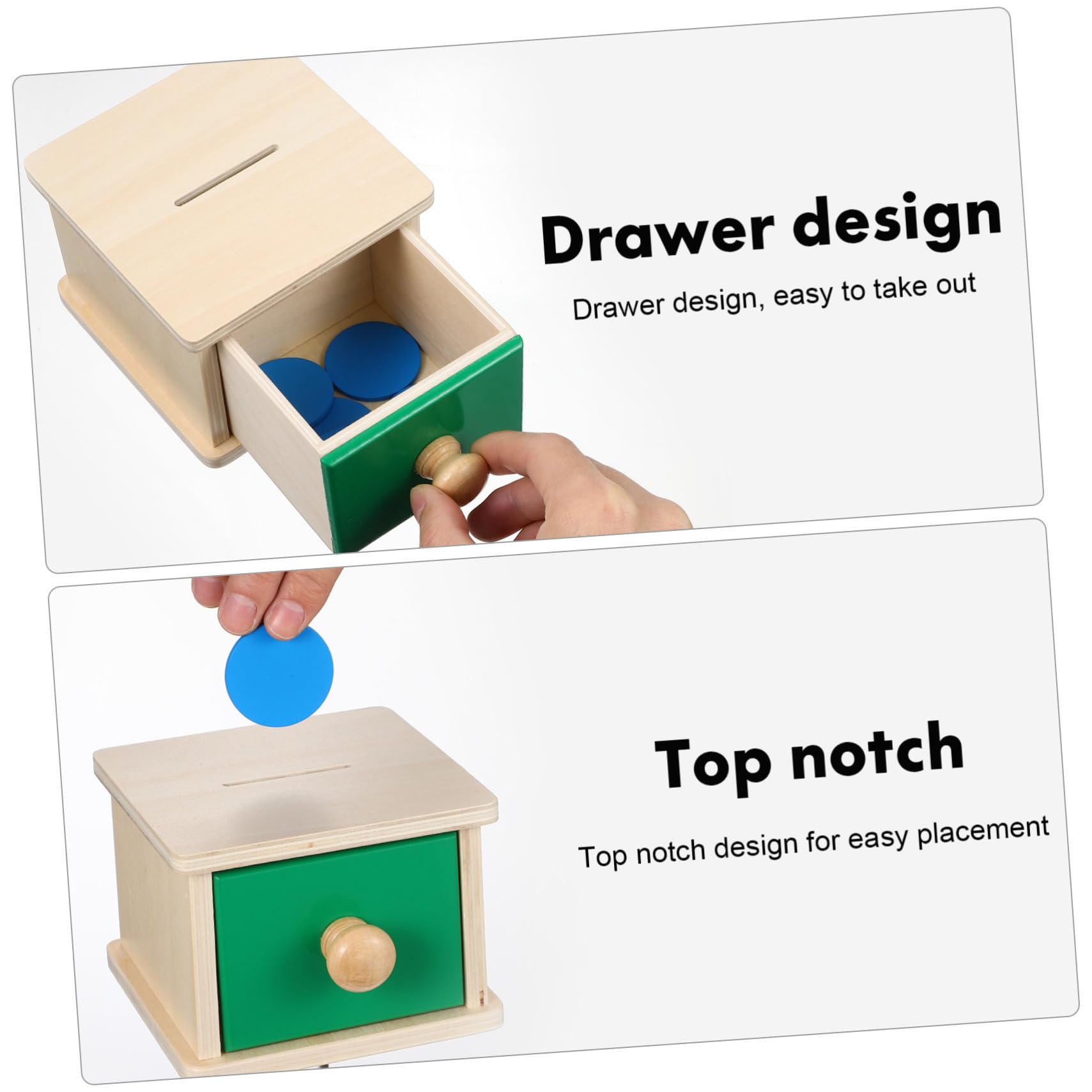 2 Juegos Caja de Monedas de Madera para Bebés Tablero Geométrico Montessori Juguetes Educativos para Desarrollo Motriz y Permanencia de Objeto Seguro y Didáctico para Pequeños