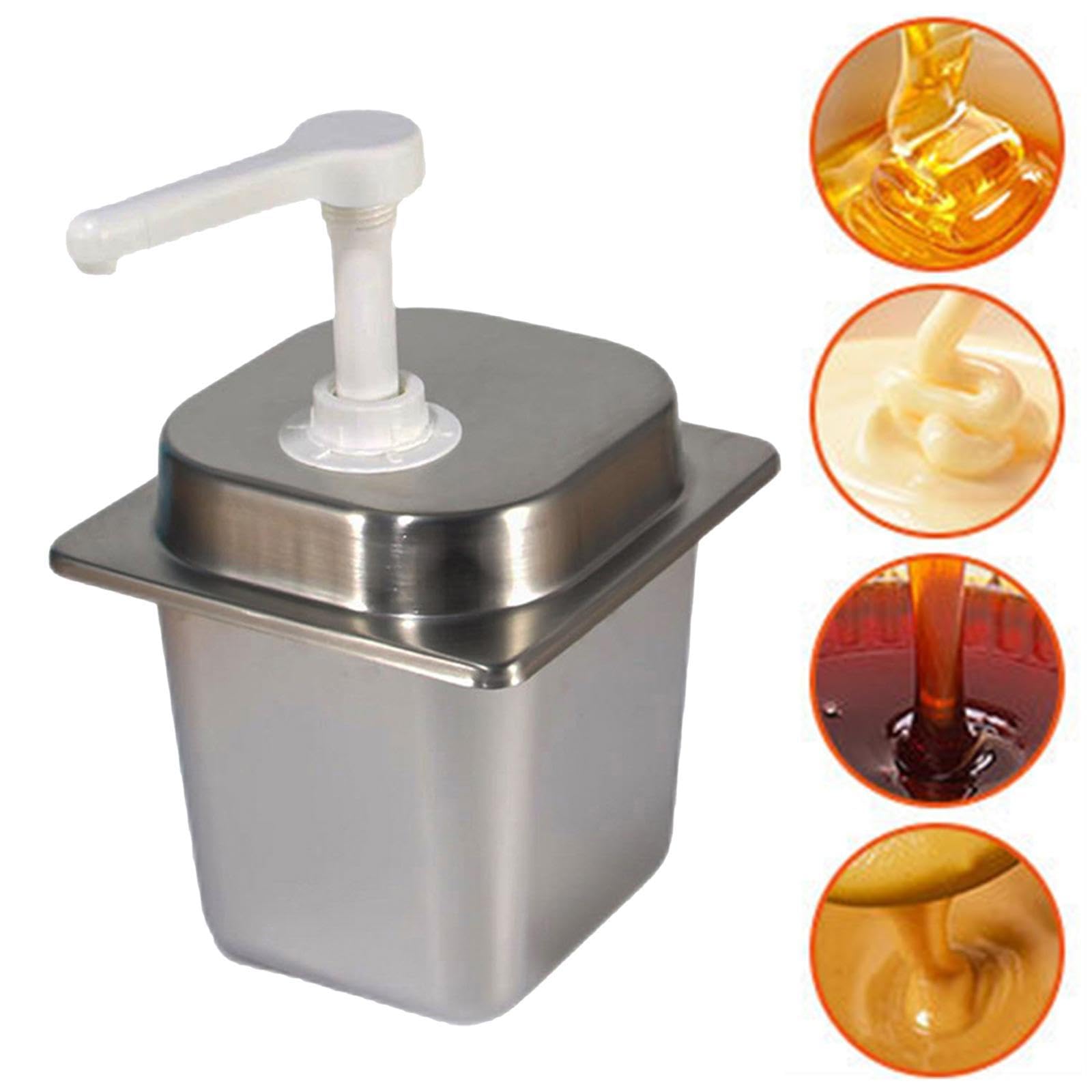 Dispensador de Salsas con Bomba de Acero Inoxidable, Estación de Botellas con Bomba Manual, Herramienta para Especias Desmontable para Cocina Doméstic, 20 CC