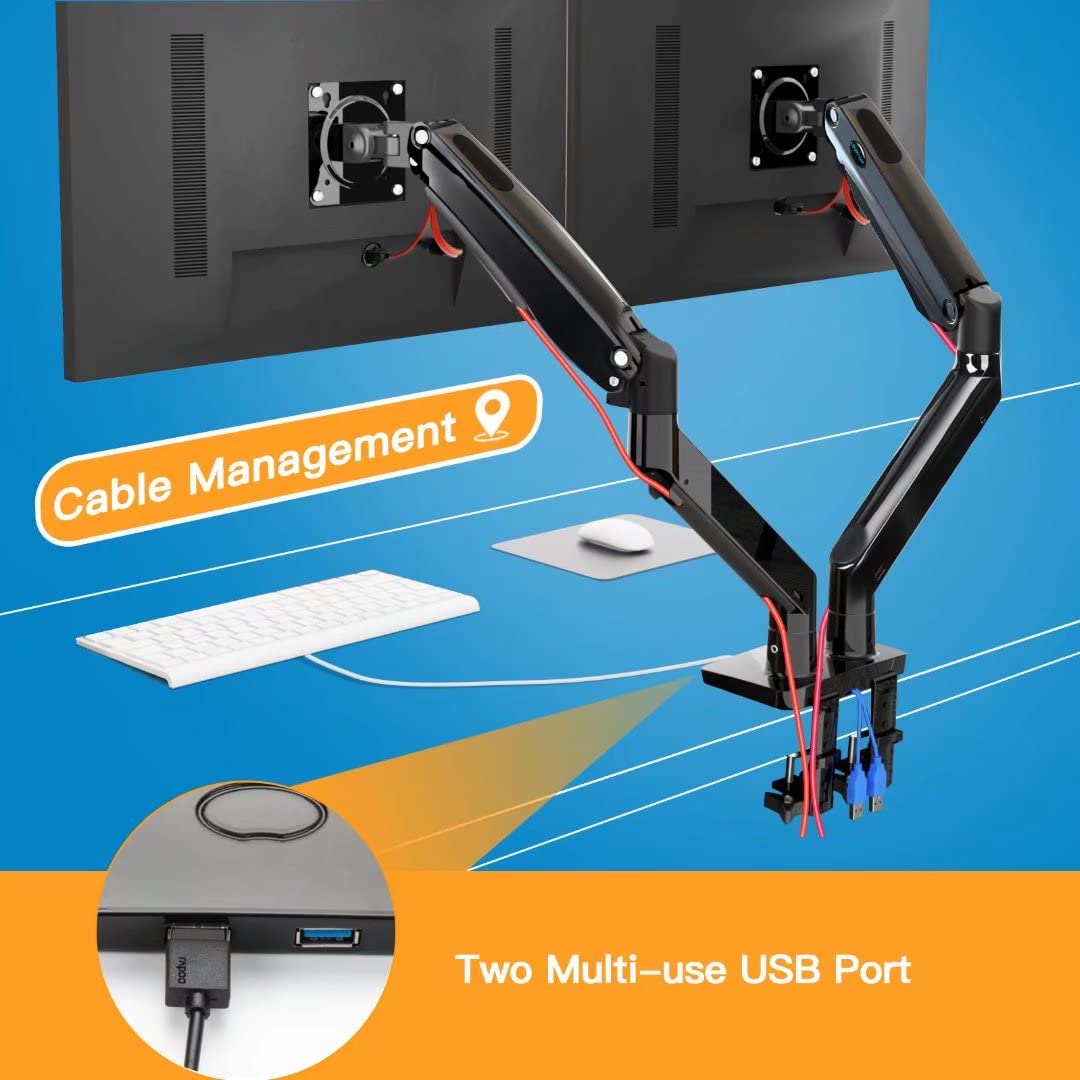 HUANUO Dual Monitor Stand Mount for Two 1335” Screens with w/USB
