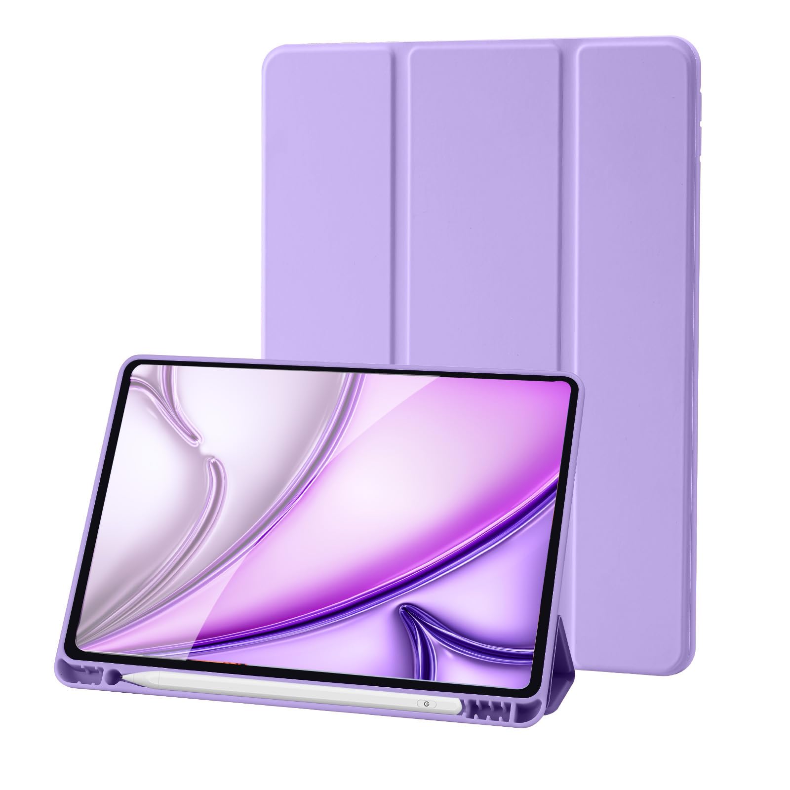 Custodia Cover Compatibile con iPad 9 8 7 Generazione (10.2 Pollici, 2021/2020/2019), Supporta la Carica di Pencil 2nd Gen, Auto Sveglia/Sonno (Viola)