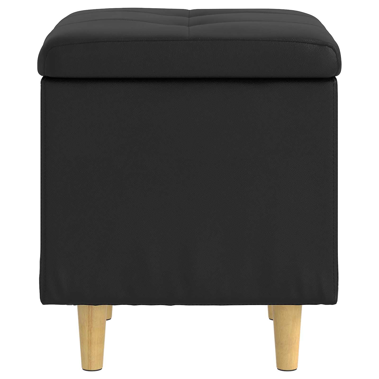 Sottomano nero, 40 x 40 x 45 cm, in ecopelle, con vano portaoggetti, imbottito, gambe stabili, versatile, per soggiorno, cucina, salotto, feste, gastronomia, salvaspazio