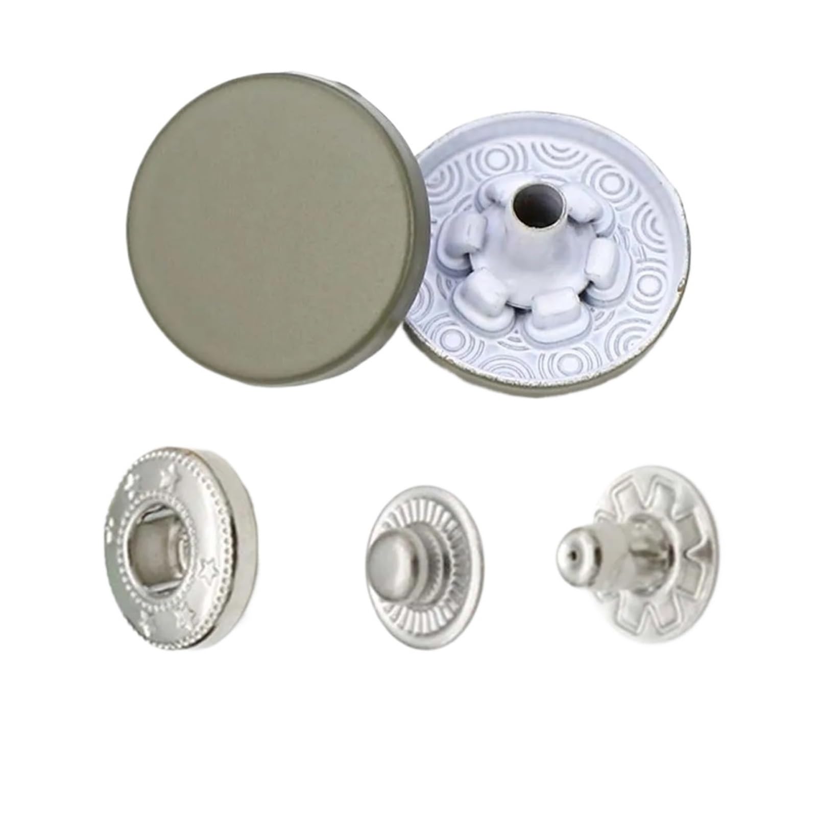 Xinglongs H131 Army Green Snap Button Fastener Kit 120Pcs Metal Snaps Buttons 15Mm Copper Zinc Alloy For Sewing Clothes Bags