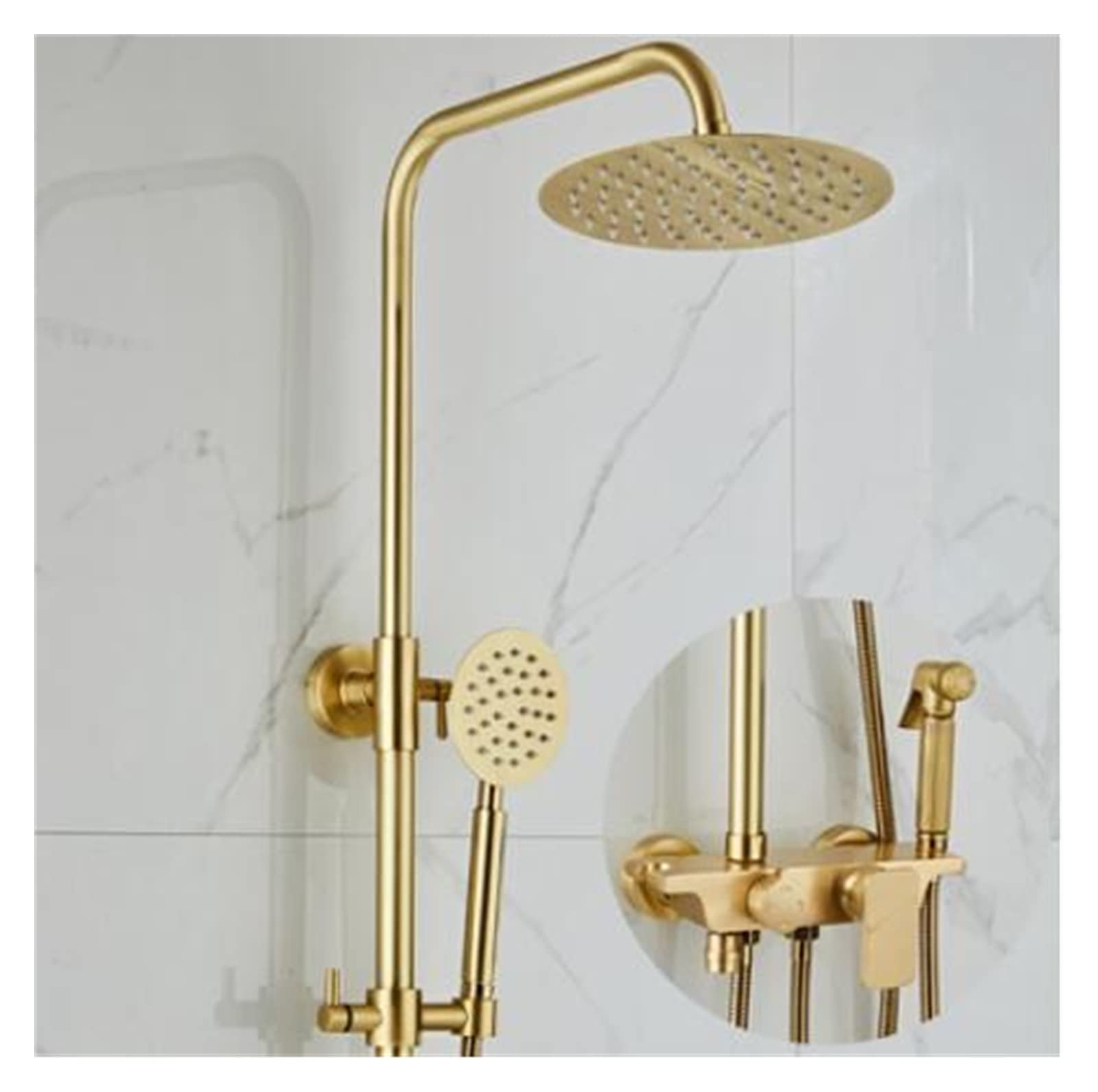 Rainfall Shower Sets Faucet Mixer Tap with Tub Faucet Brass Luxury Brushed Gold Bath & Shower Faucet Set Bathtub Faucet Easy to Install(Style 5)