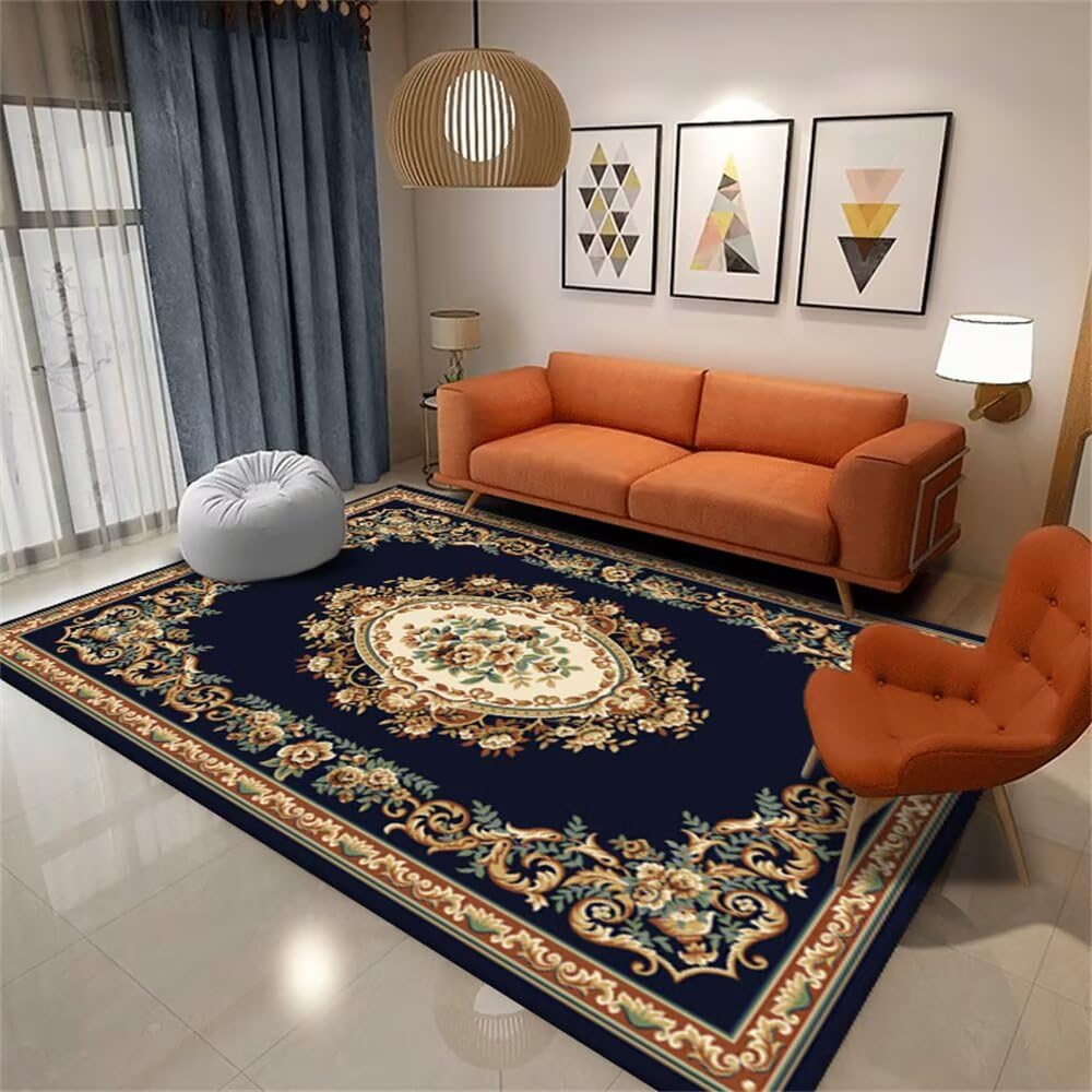 Tapis intérieur 100x160cm bleu et doux pour salon ou chambre adulte