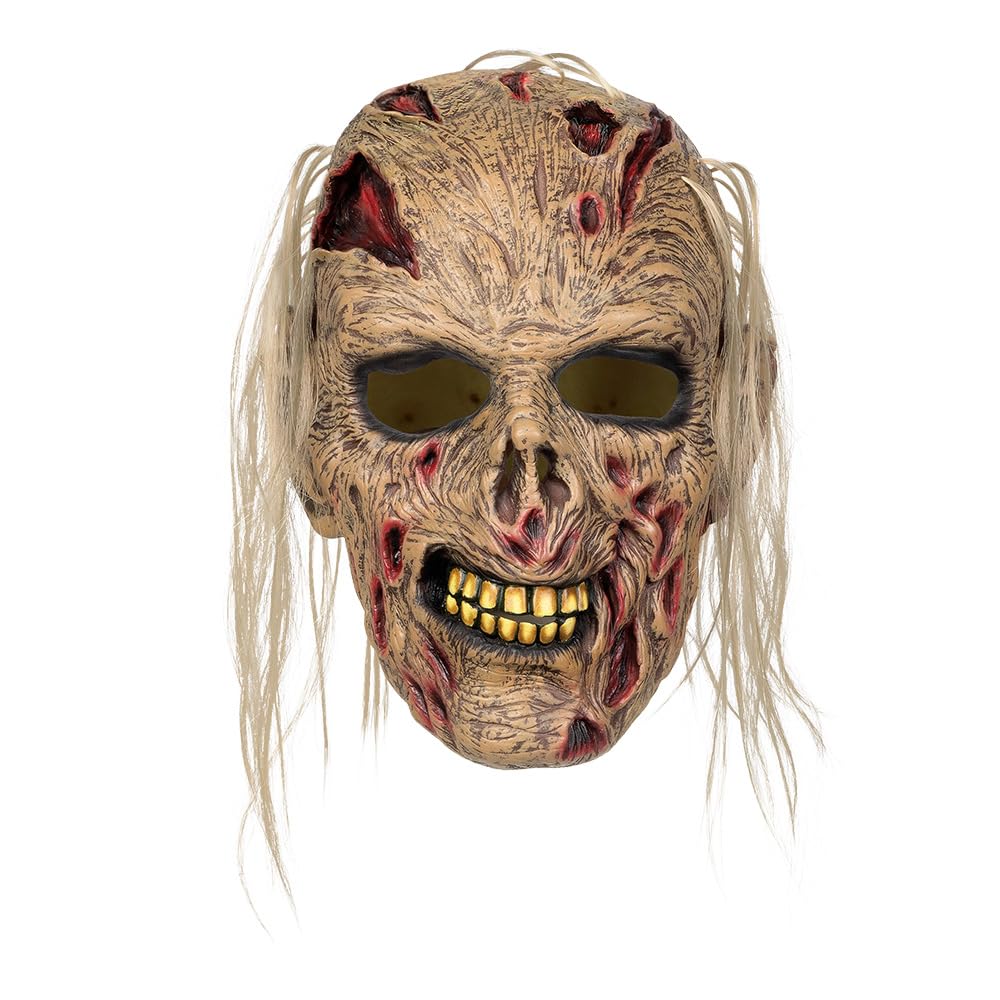 Boland 97609 Zombie Head Mask Latex with Hair, Horror Mask for Costumes, Halloween and Carnival, Skull