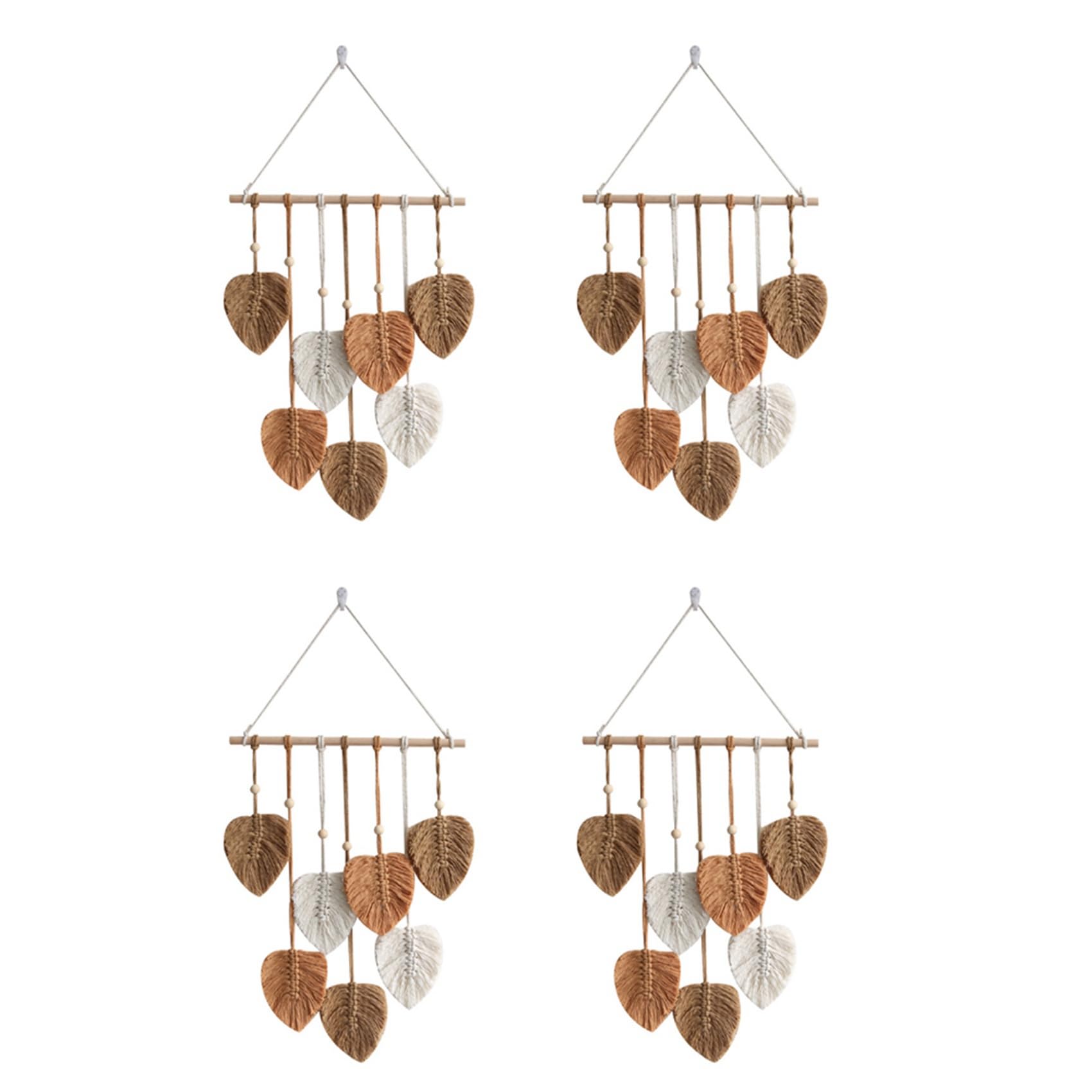 Vjsujehgy 4X Leaf Macrame Wall Hanging Boho Room Home Decor Woven Aesthetic Wall Tapestry Home Room Wedding Decoration Khaki