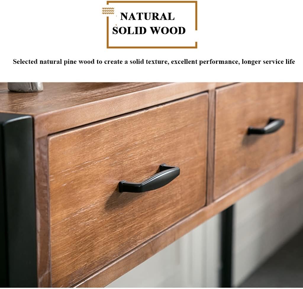 リビングルームと廊下に最適な、引き出しと収納棚付きの素朴な木製