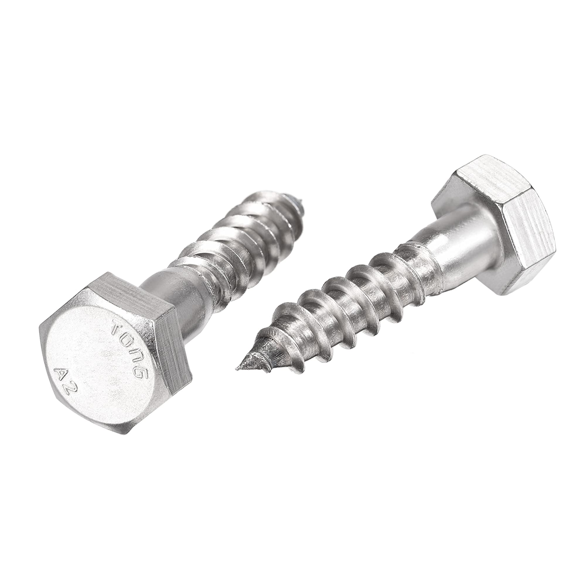 sourcing map Hexagonal Tire-fond M10 x 40mm 304 Inox Acier Demi-fil Autotaraudeuse Boulons pour Bois Vis 10Pcs