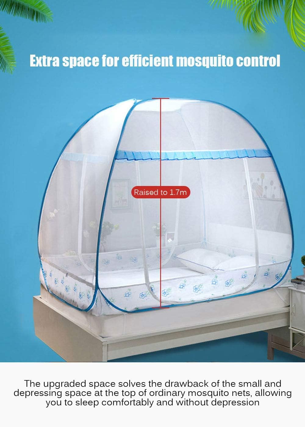 Zanzariera, baldacchino pieghevole facile da installare con fondo anti punture di zanzara per letto, campeggio, viaggi, casa Outdoo (2,2 x 2,2 m)