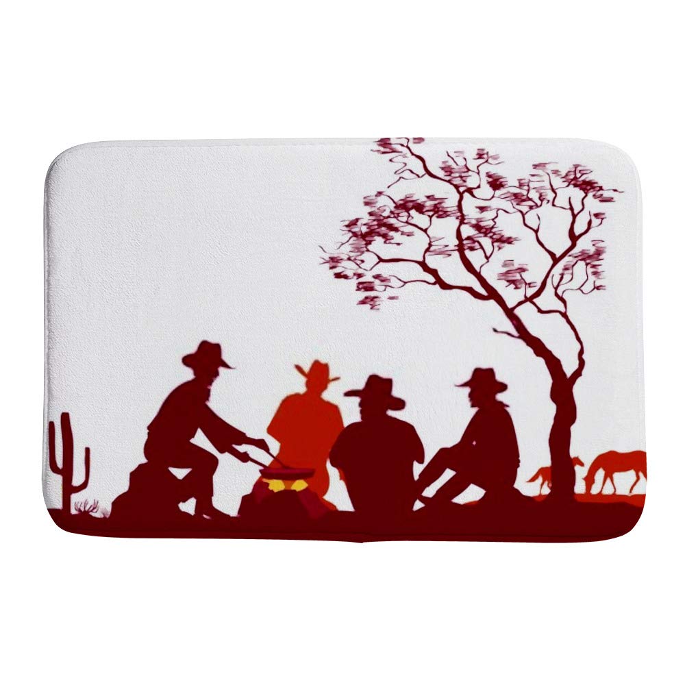 Tapis de bain Cowboys Campfire en polaire de corail couleurs vives