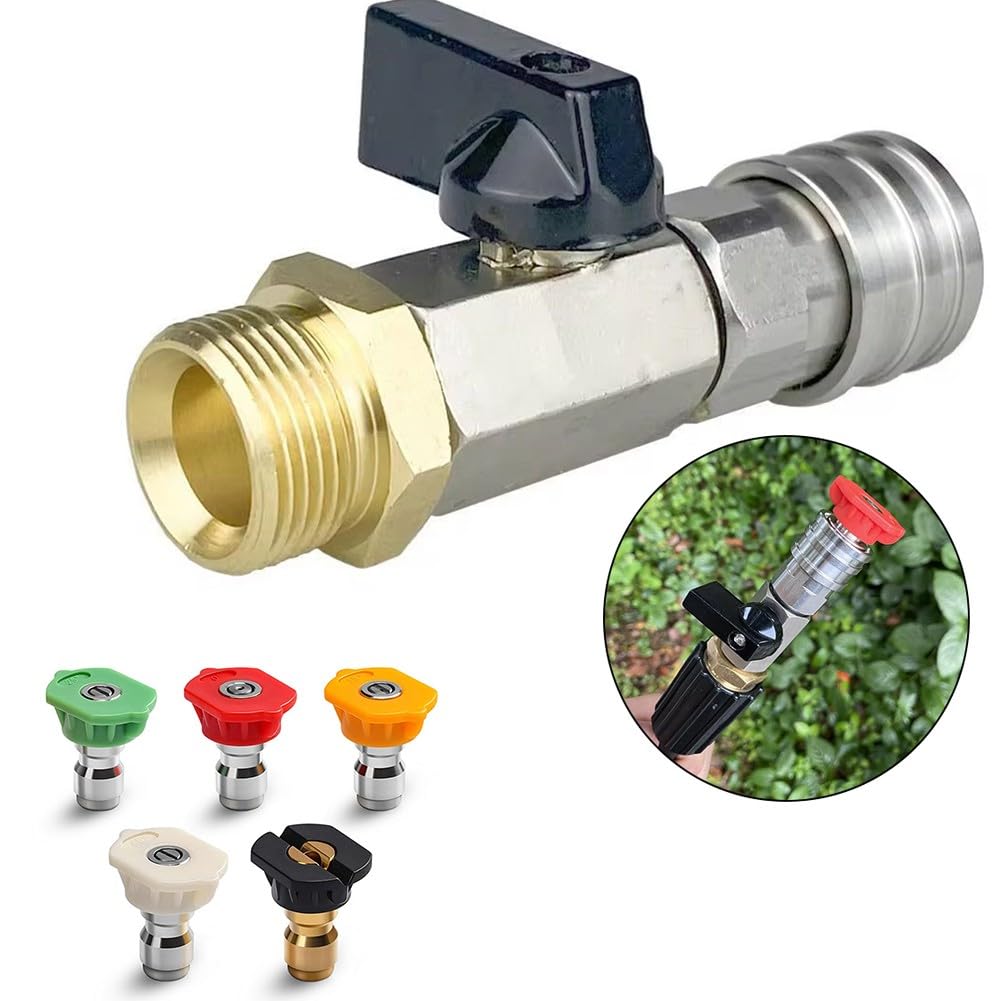 Conector rápido de 1/4 pulgadas de alta presión para lavadora, válvula de bola, boquilla de interruptor de manguera, para mangueras de acero inoxidable de latón de 4500 PSI de encendido