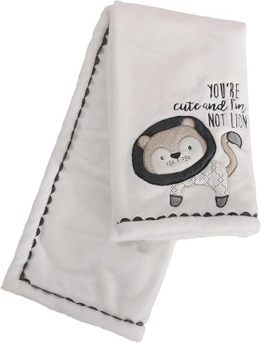 Levtex Baby - Tanzania Plush Blanket - Appliqued and Embroidered Lion on Cream P